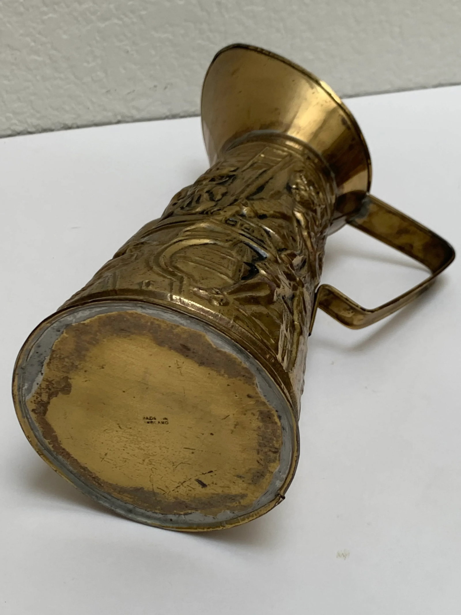 Vintage English Cottage Textured Brass Decor Pitcher - 6