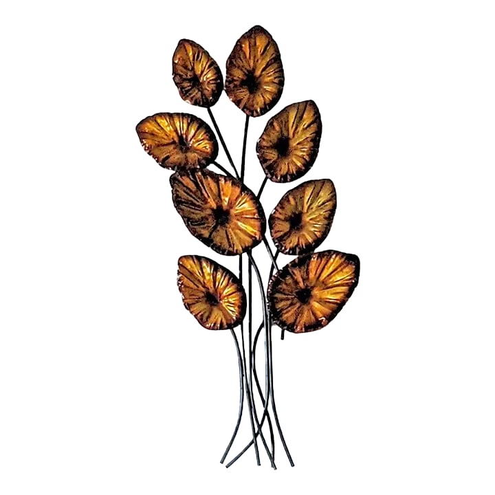 90's Curtis Jere Inspired Sculptural Wall Art: CORRECTION TO SHIPPING TIME, THIS IS SELLER SHIPPING, ARRIVAL TIME IS 4-10 DAYS FROM PURCHASE DATE. A sleek take on Curtis Jere, metallic wall sculpture. Golden towards the center of the leaf and