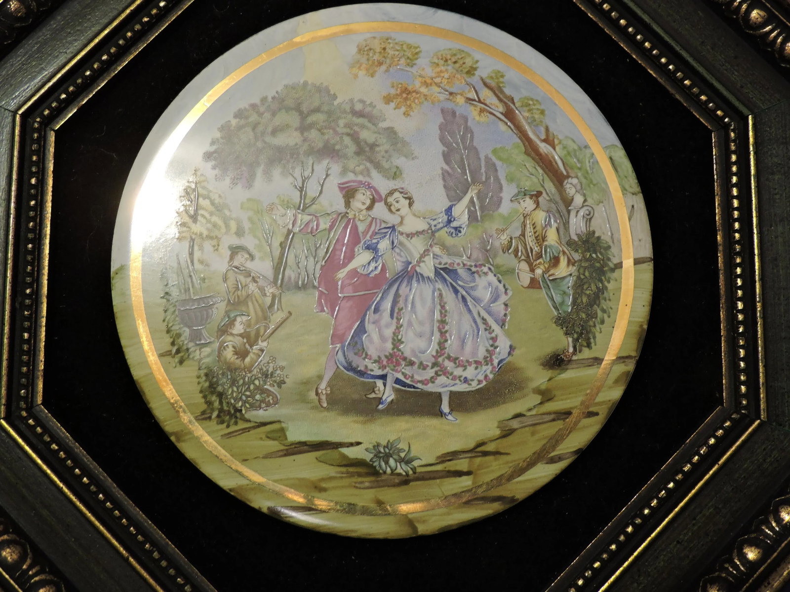 Vintage 60's Sungott Art Studios New York Hand Painted Porcelain Framed Wall Hanging - 3