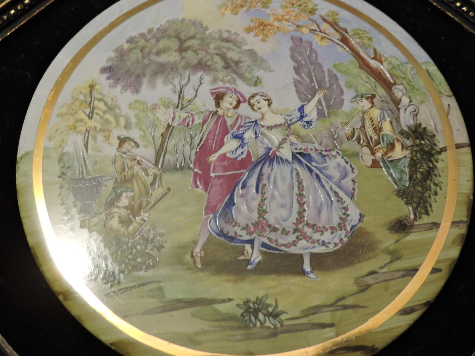 Vintage 60's Sungott Art Studios New York Hand Painted Porcelain Framed Wall Hanging - 4