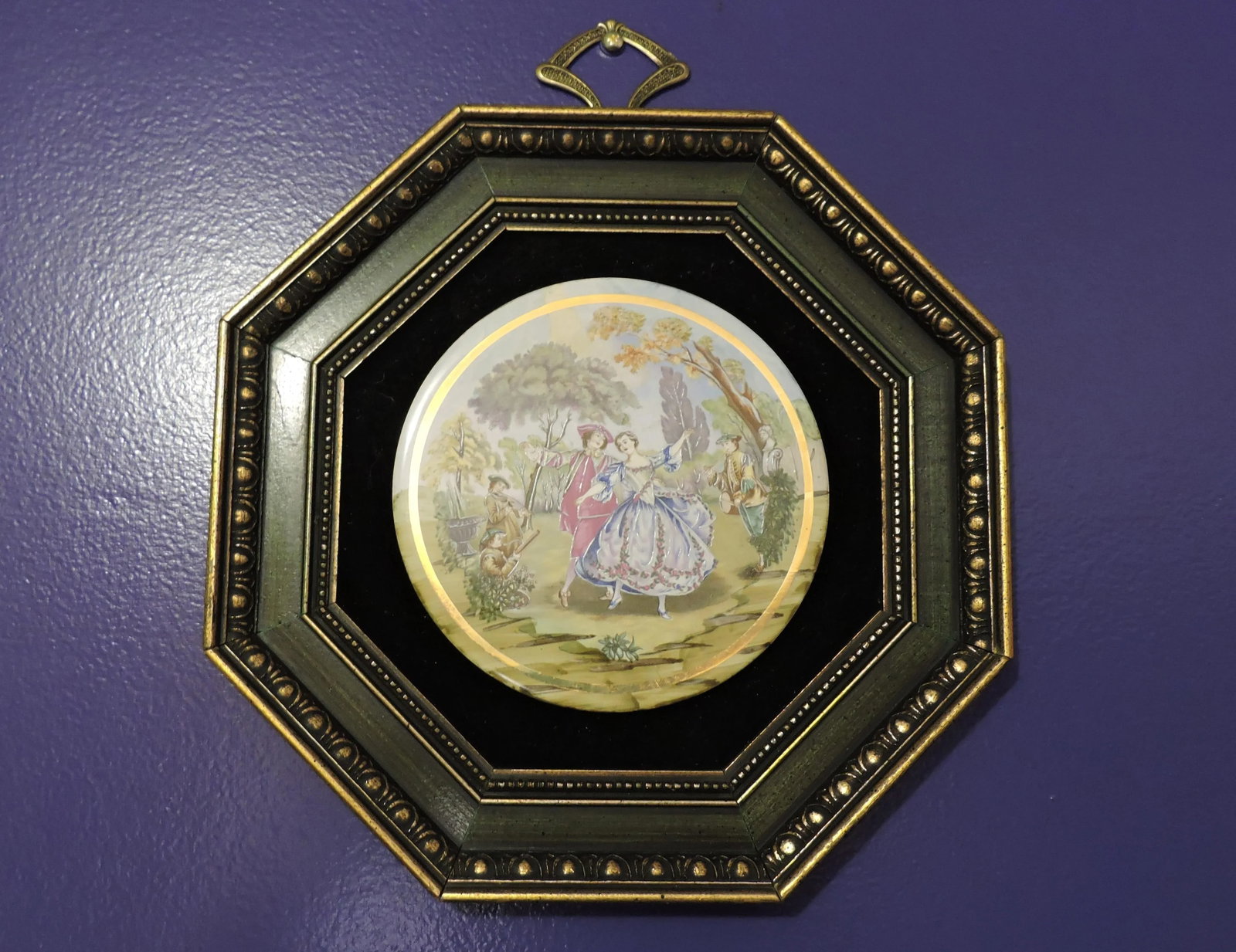 Vintage 60's Sungott Art Studios New York Hand Painted Porcelain Framed Wall Hanging - 7
