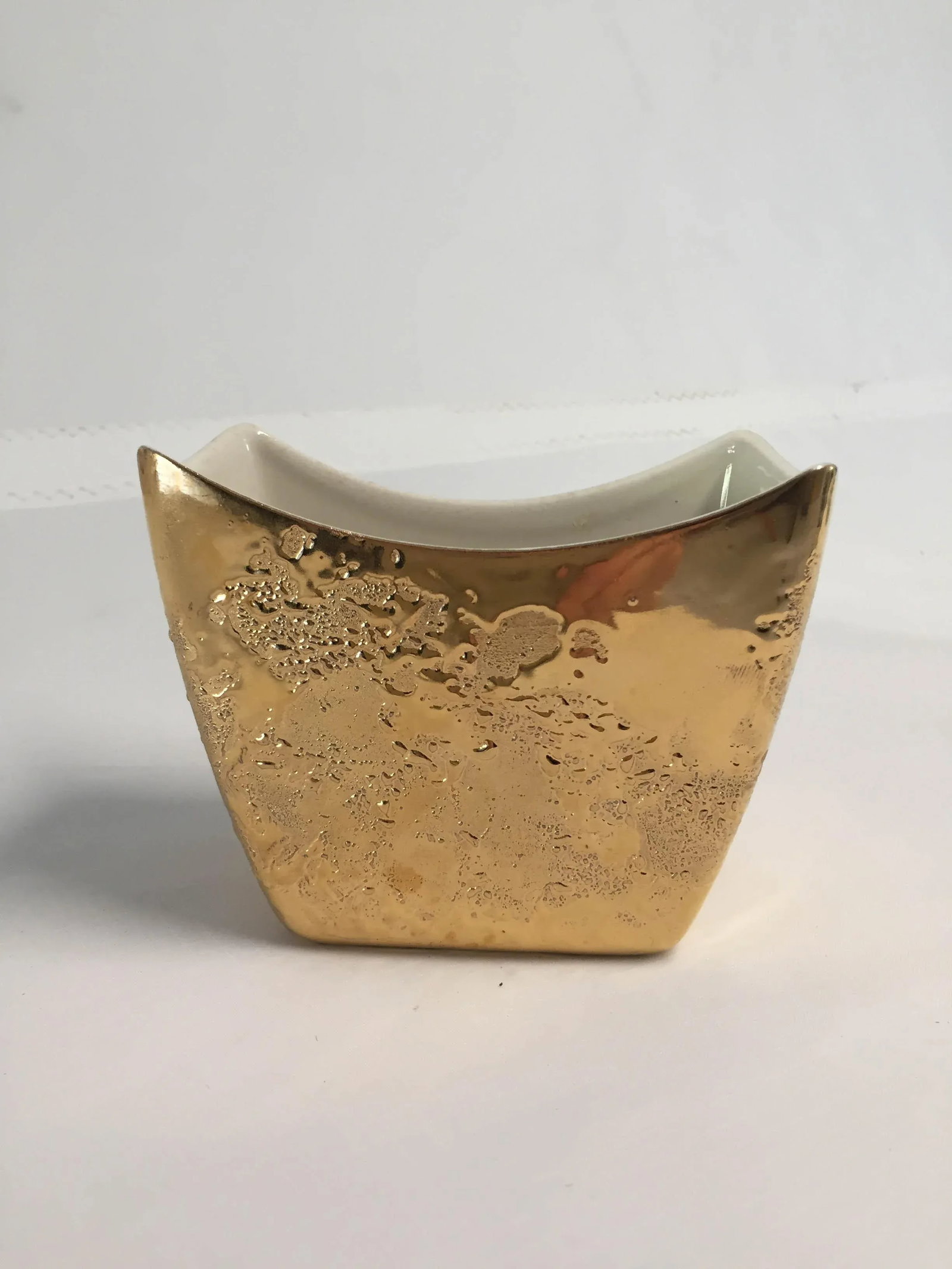 Midcentury "Weeping Bright " Gold Vase / Bowl - 2