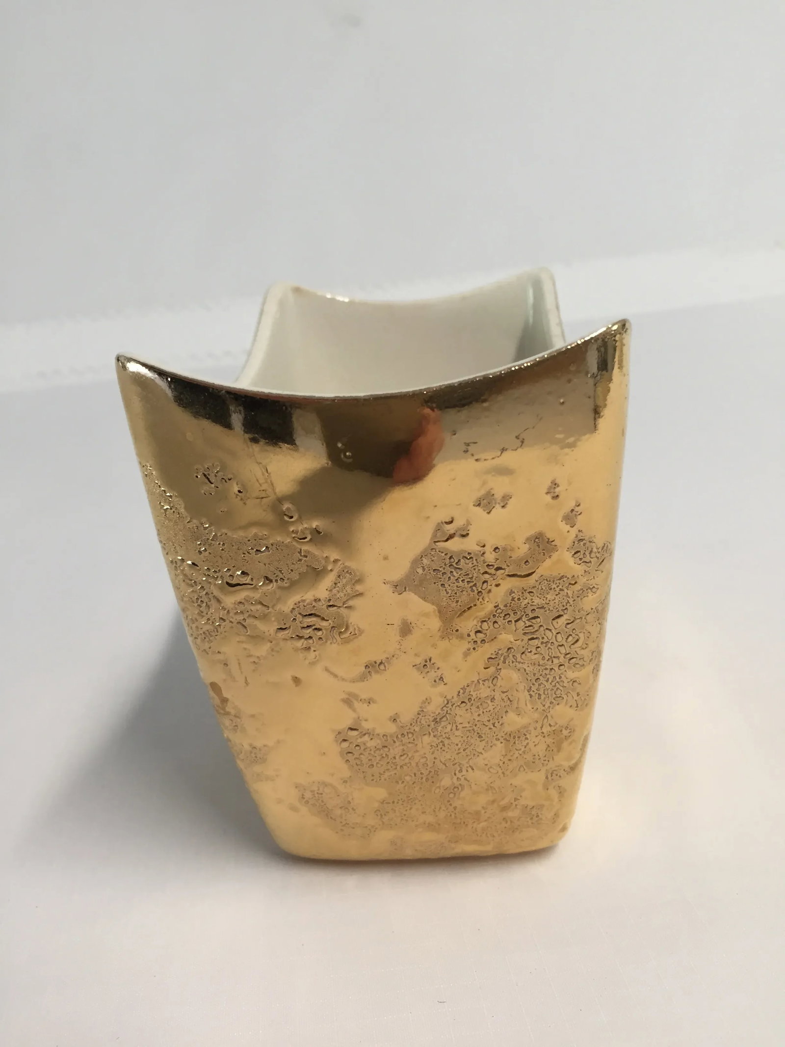 Midcentury "Weeping Bright " Gold Vase / Bowl - 4
