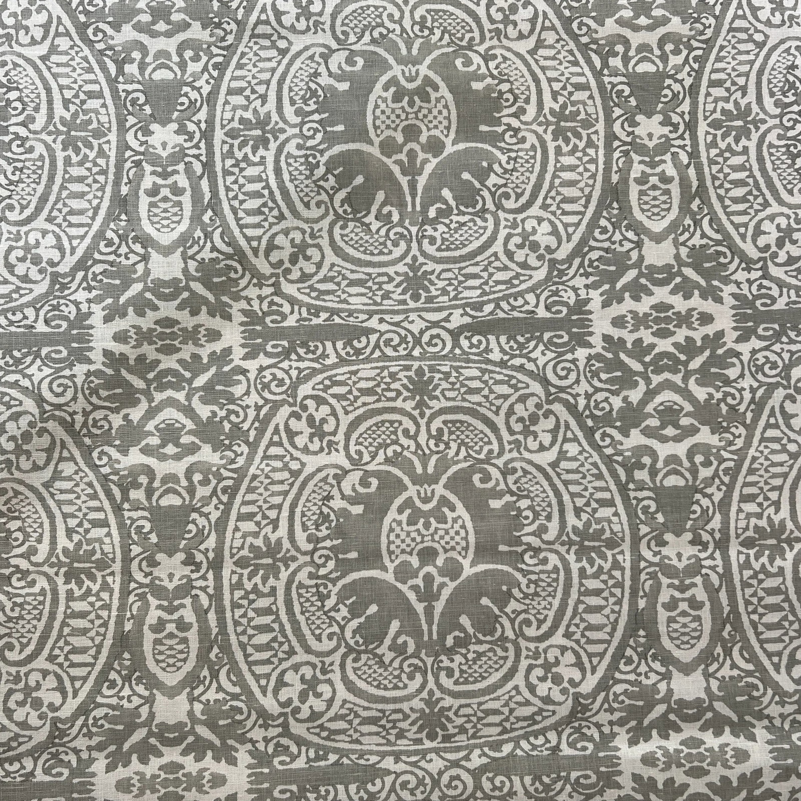Quadrille Grey Veneto Hand Printed Linen Fabric- 5 Yards - 2