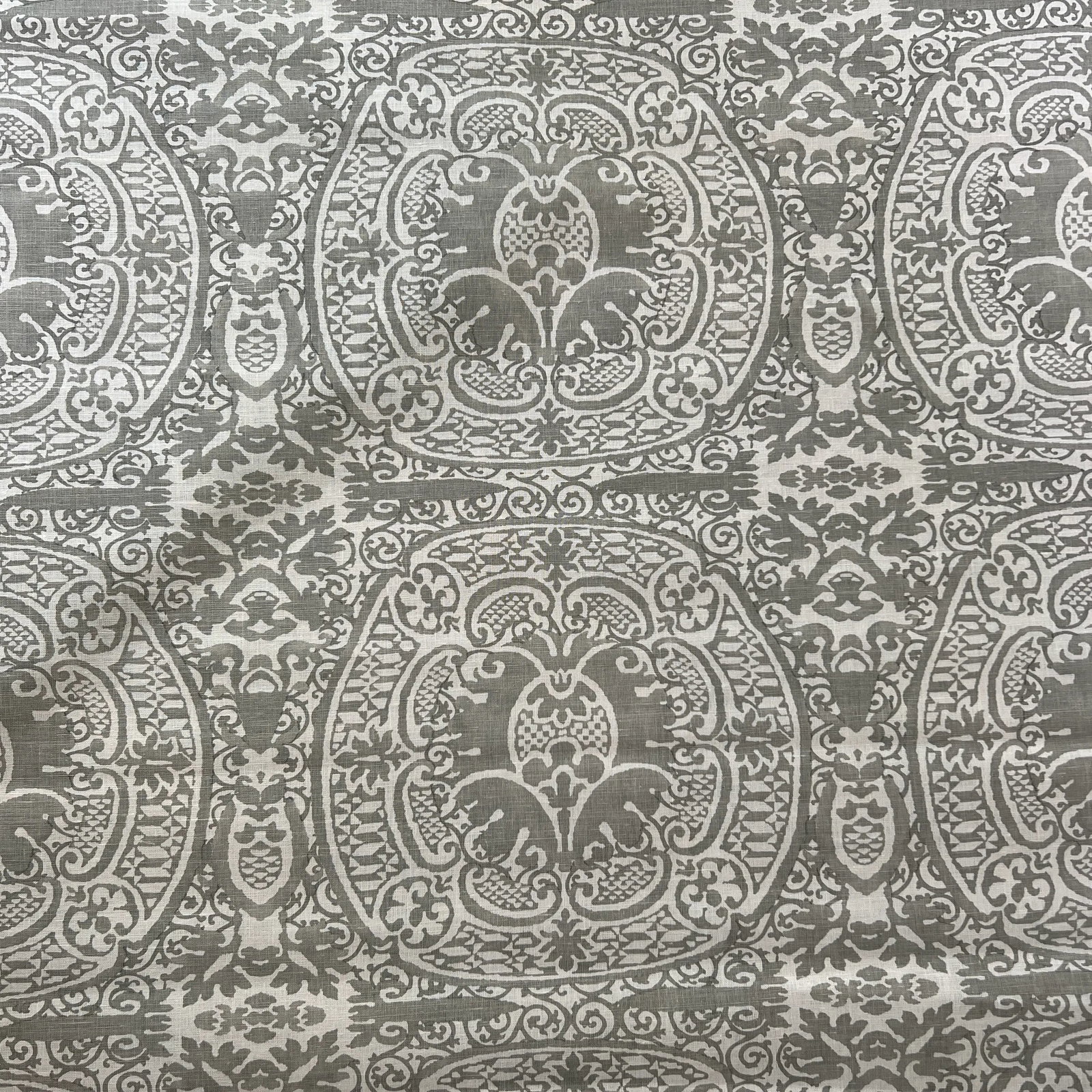 Quadrille Grey Veneto Hand Printed Linen Fabric- 5 Yards - 3
