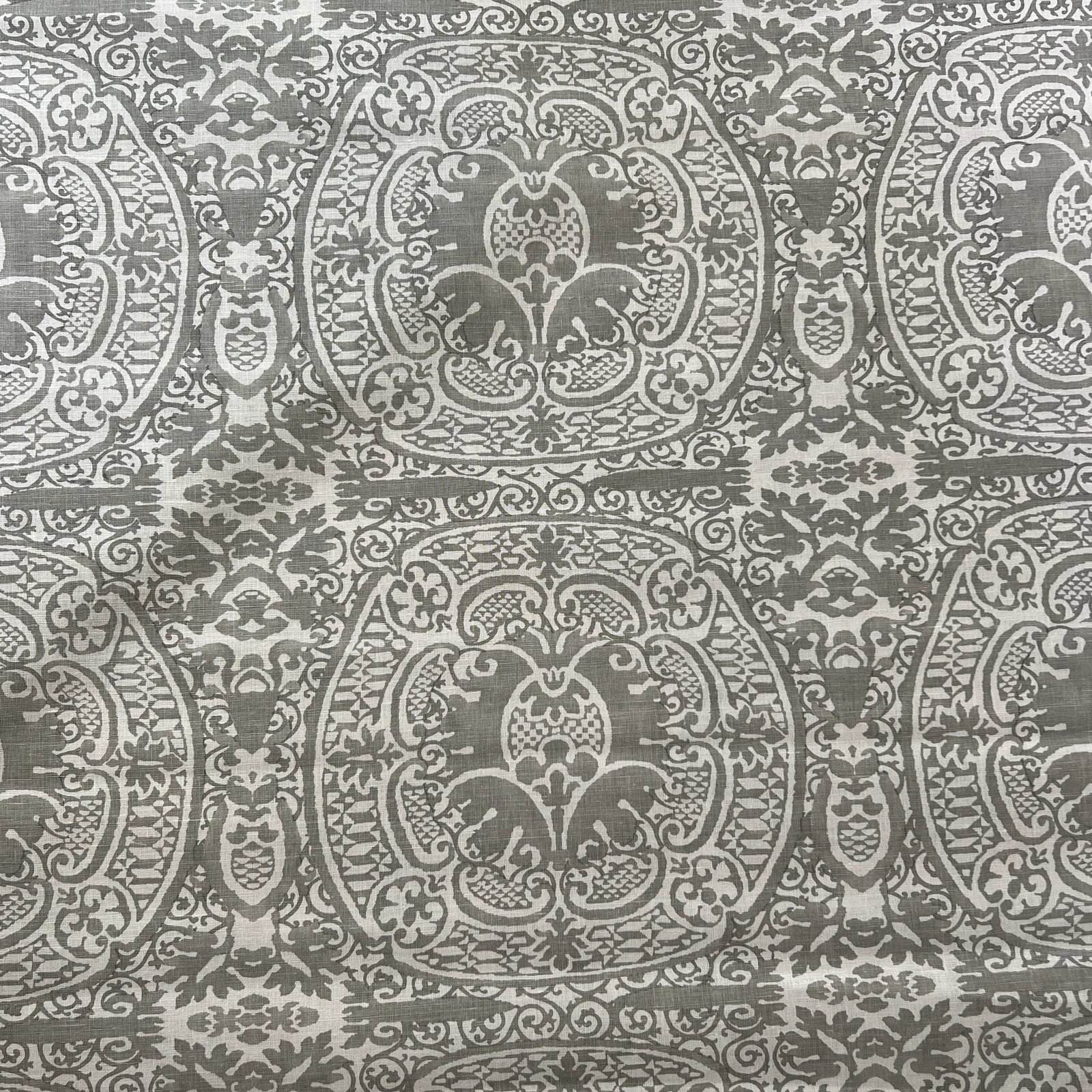 Quadrille Grey Veneto Hand Printed Linen Fabric- 5 Yards - 4