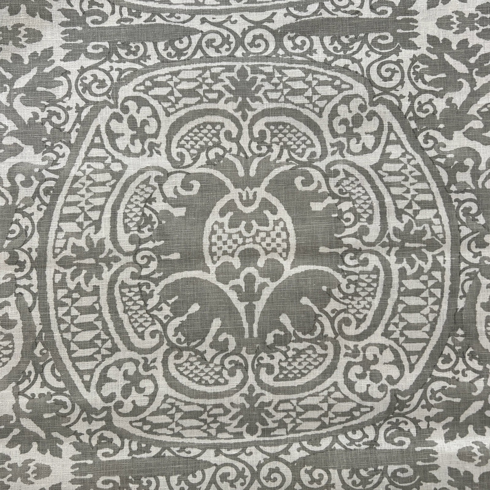 Quadrille Grey Veneto Hand Printed Linen Fabric- 5 Yards - 7