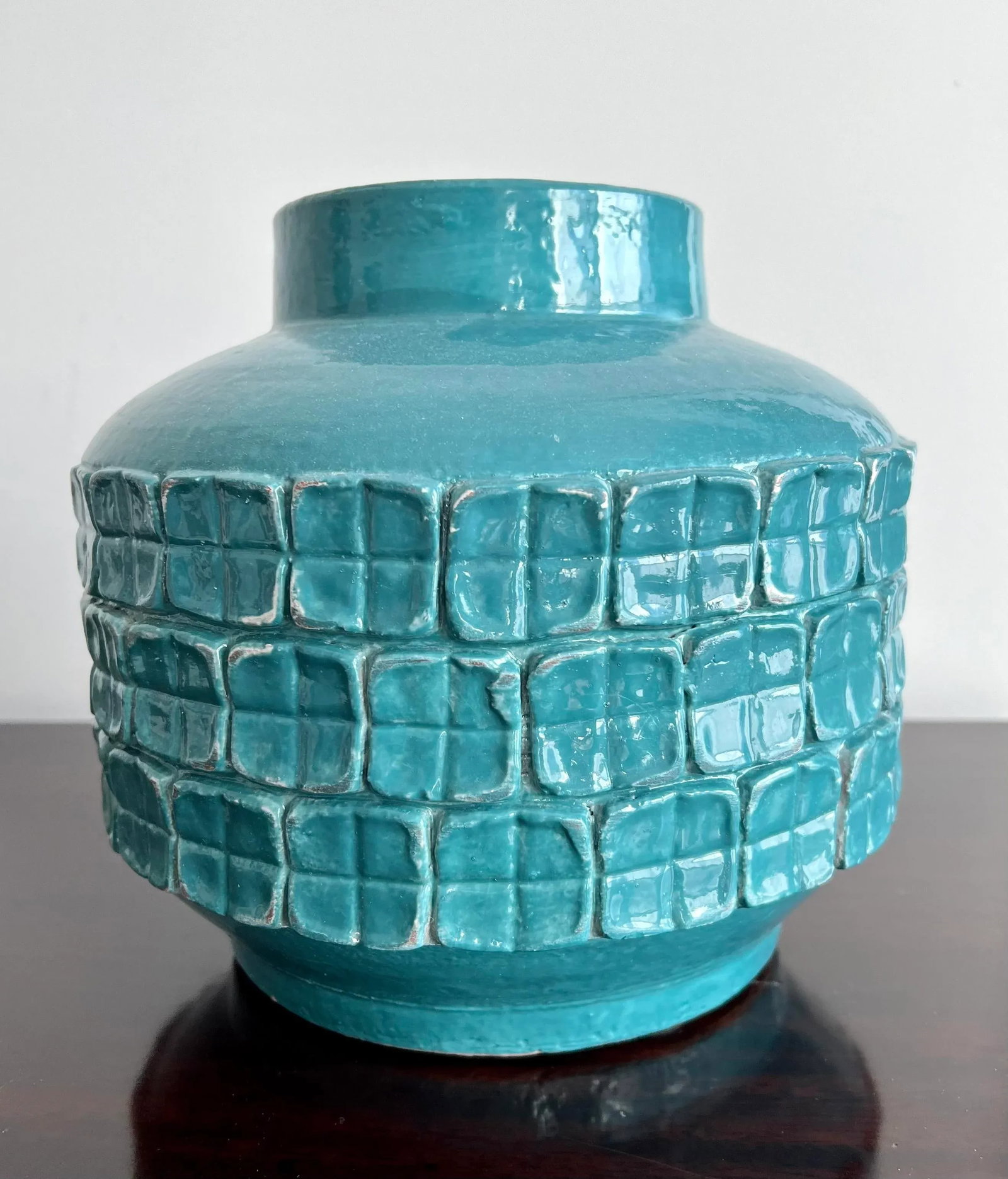 Crate and Barrel Ceramic Turquoise Vase - 6