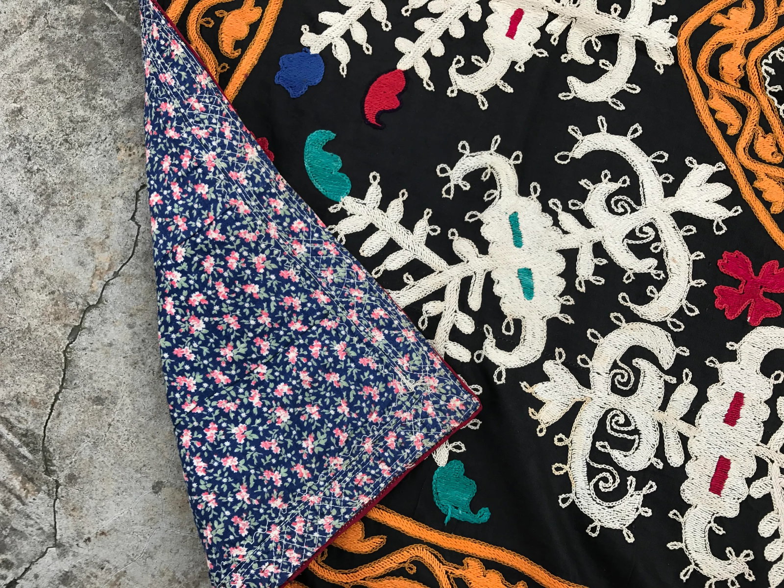 Vintage Black & White Suzani Fabric - 5