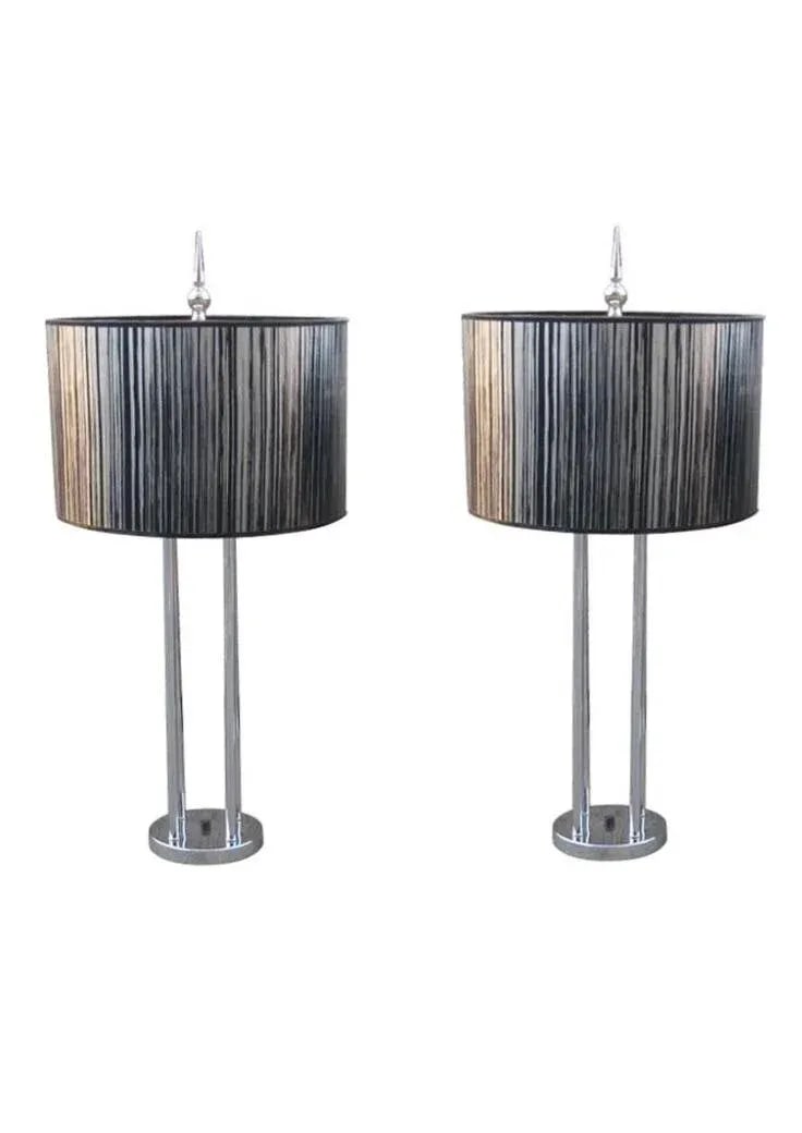 1970s Tall Nickel Mid-Century Modern Table Lamps - a Pair - 6
