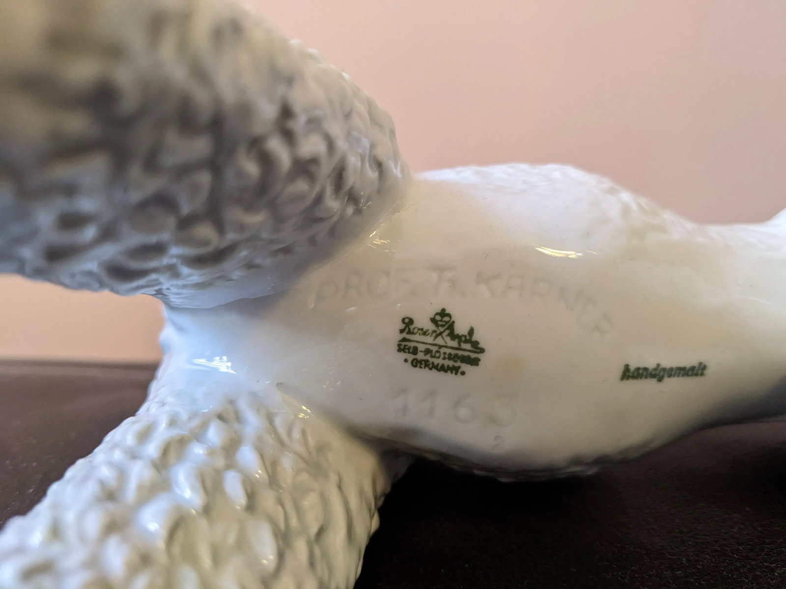 1953 Large Vintage Germany Rosenthal Karner Standing Poodle Porcelain Figurine - 2