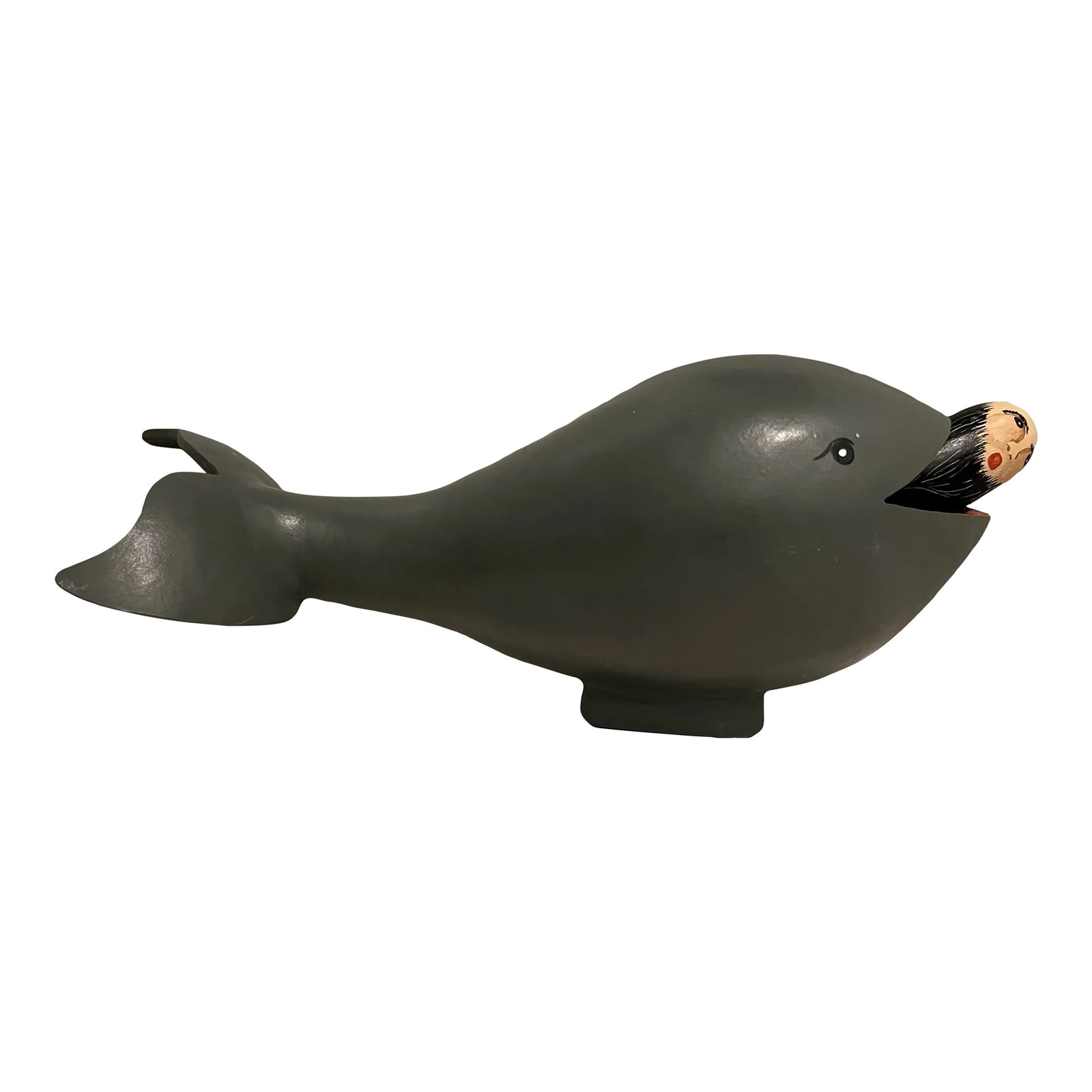 Marie Jeff (1926-2020), Folk Art, Jonah & the Whale, Hand Painted Gourd, Signed: Marie Jeff (1926-2020), Alabama, Hand Painted Gourd, Folk Art Jonah & The Whale, Amazing Detail, Signed Condition: Alterations: Original Condition Unaltered Imperfections: Some Imperfections