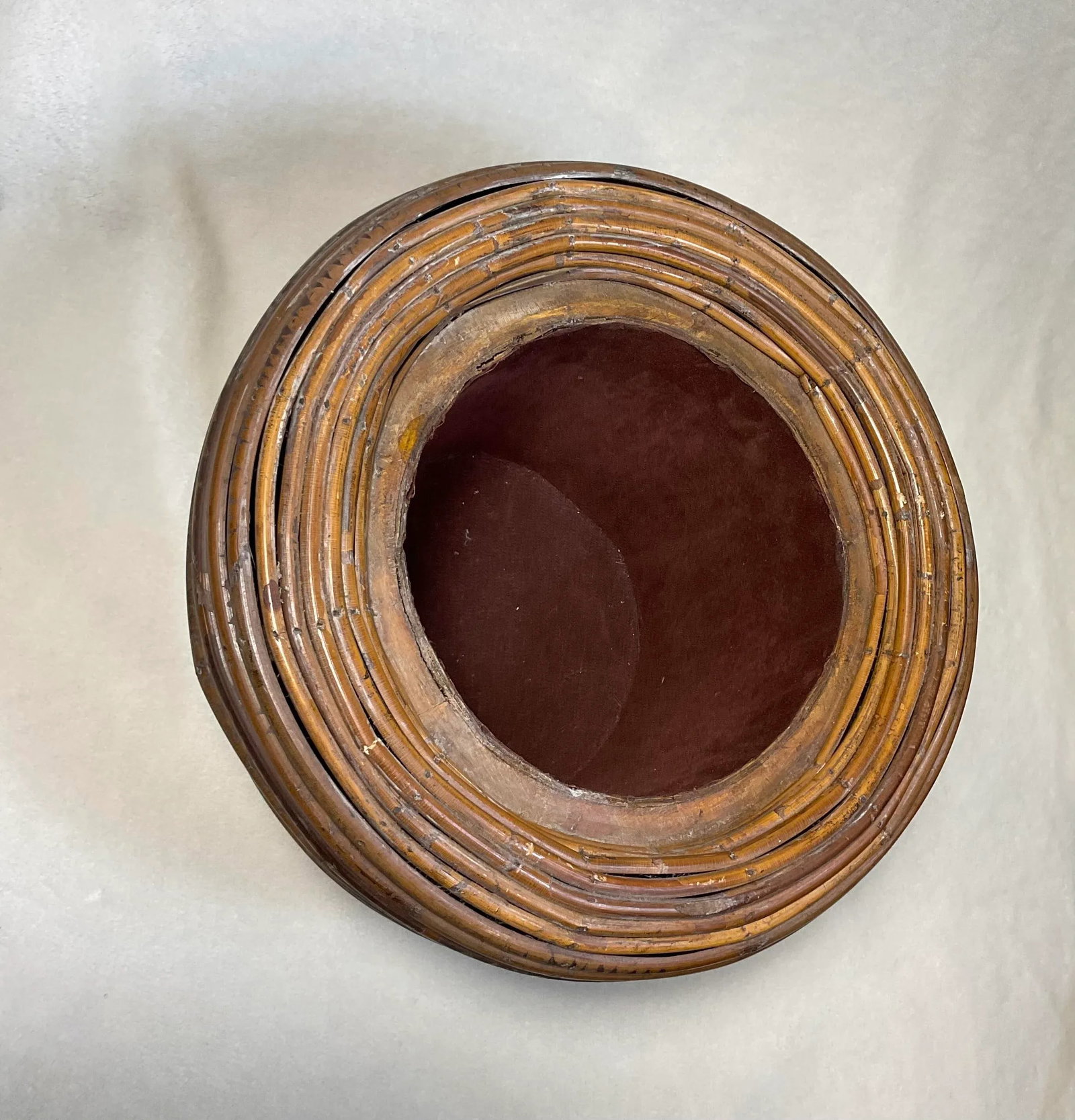 Vintage Gabriella Crespi Style Pencil Reed Beehive Ratan Bamboo Storage Planter Vessel Italian W/Lin - 5