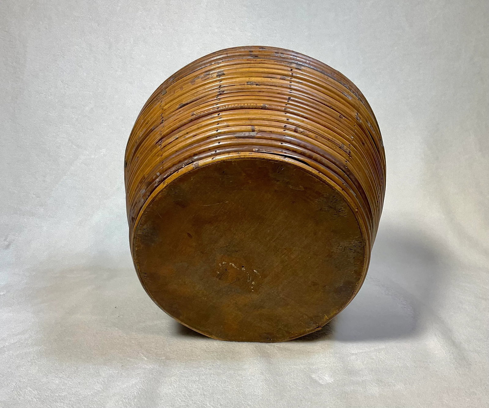 Vintage Gabriella Crespi Style Pencil Reed Beehive Ratan Bamboo Storage Planter Vessel Italian W/Lin - 9