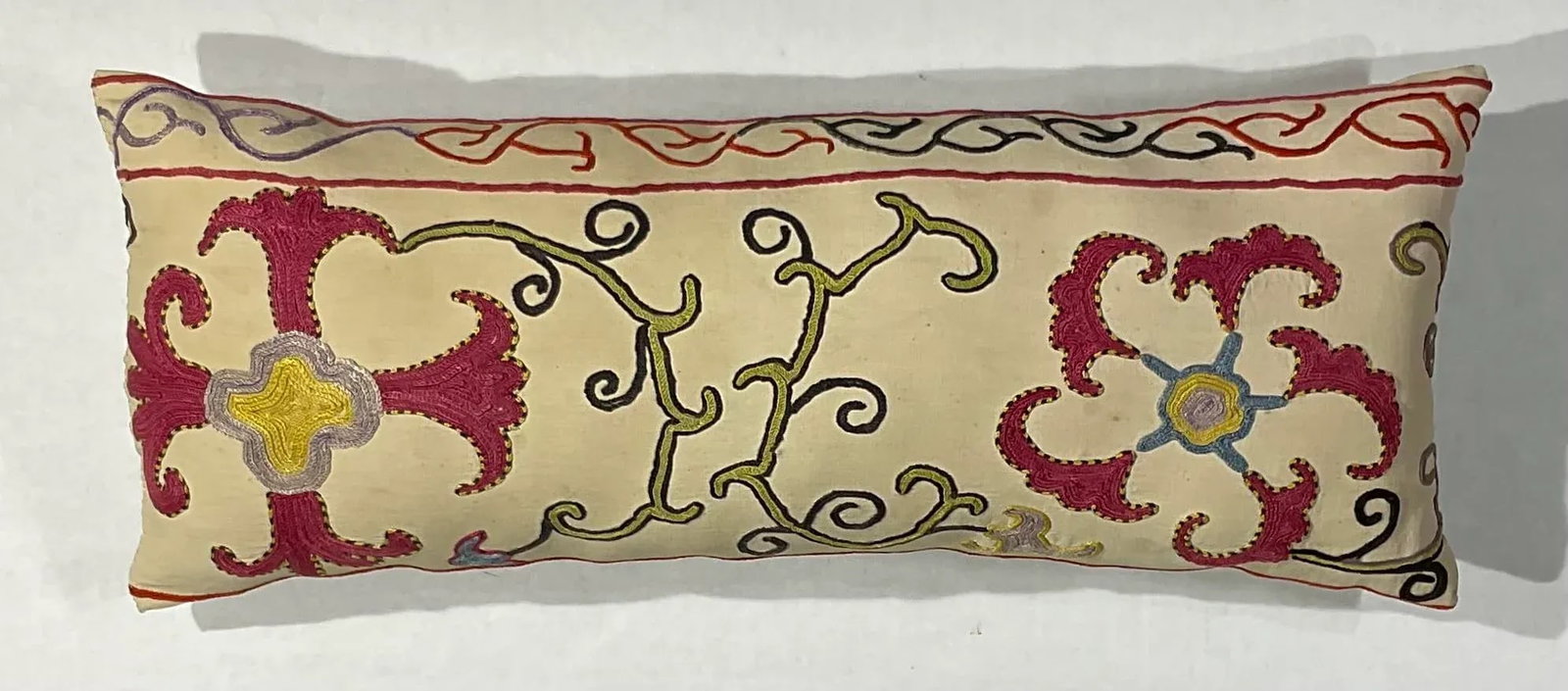 Single Antique Silk Embroidery Suzani Pillow - 5
