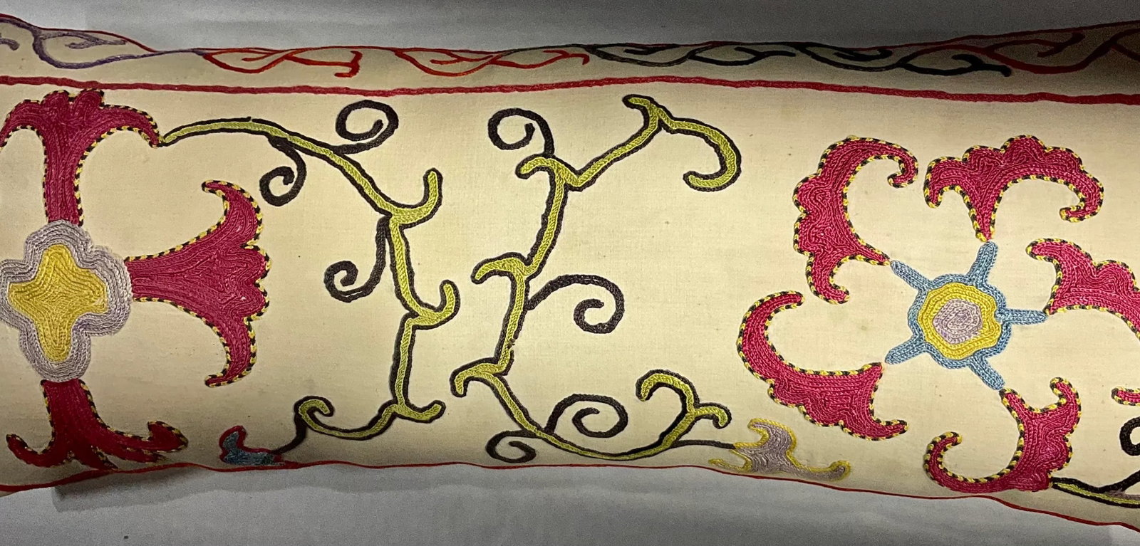 Single Antique Silk Embroidery Suzani Pillow - 6