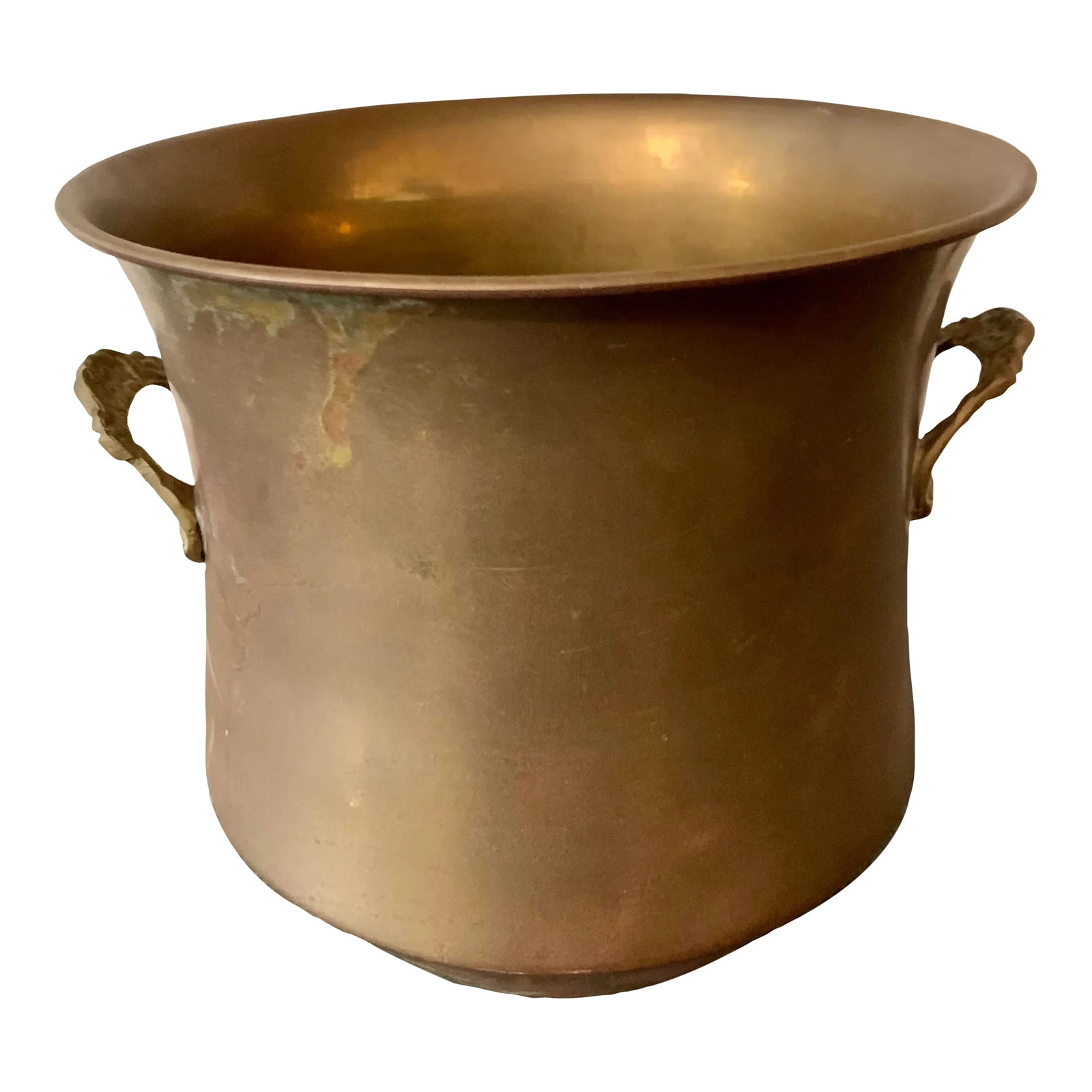Vintage Brass Cauldron Planter With Handles: Brass Cauldron Planter With Handles. Great vintage condition. This planter will be a great addition to any decor. Condition: Alterations: Original Condition Unaltered Imperfections: Some