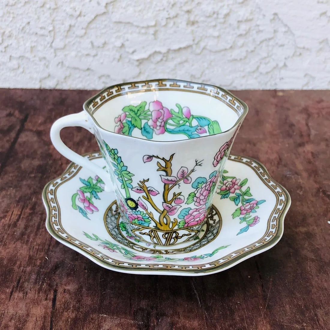 1970s Coalport 5-Piece Bone China Cup and Plate Set "The Indian Tree" - 2