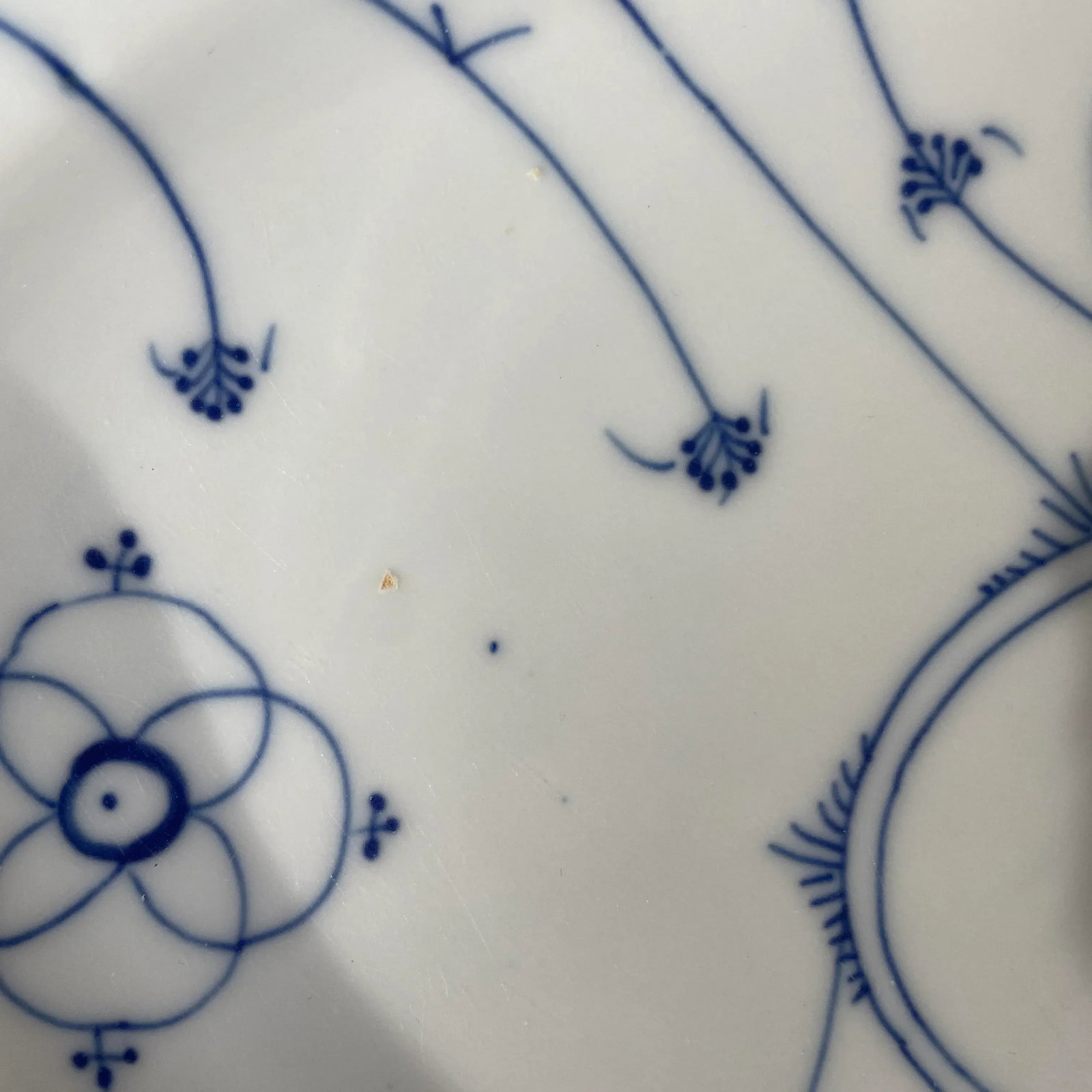 Turn of the Century German French Blue & White Platter With Hand-Painted Strawflower Design - 7