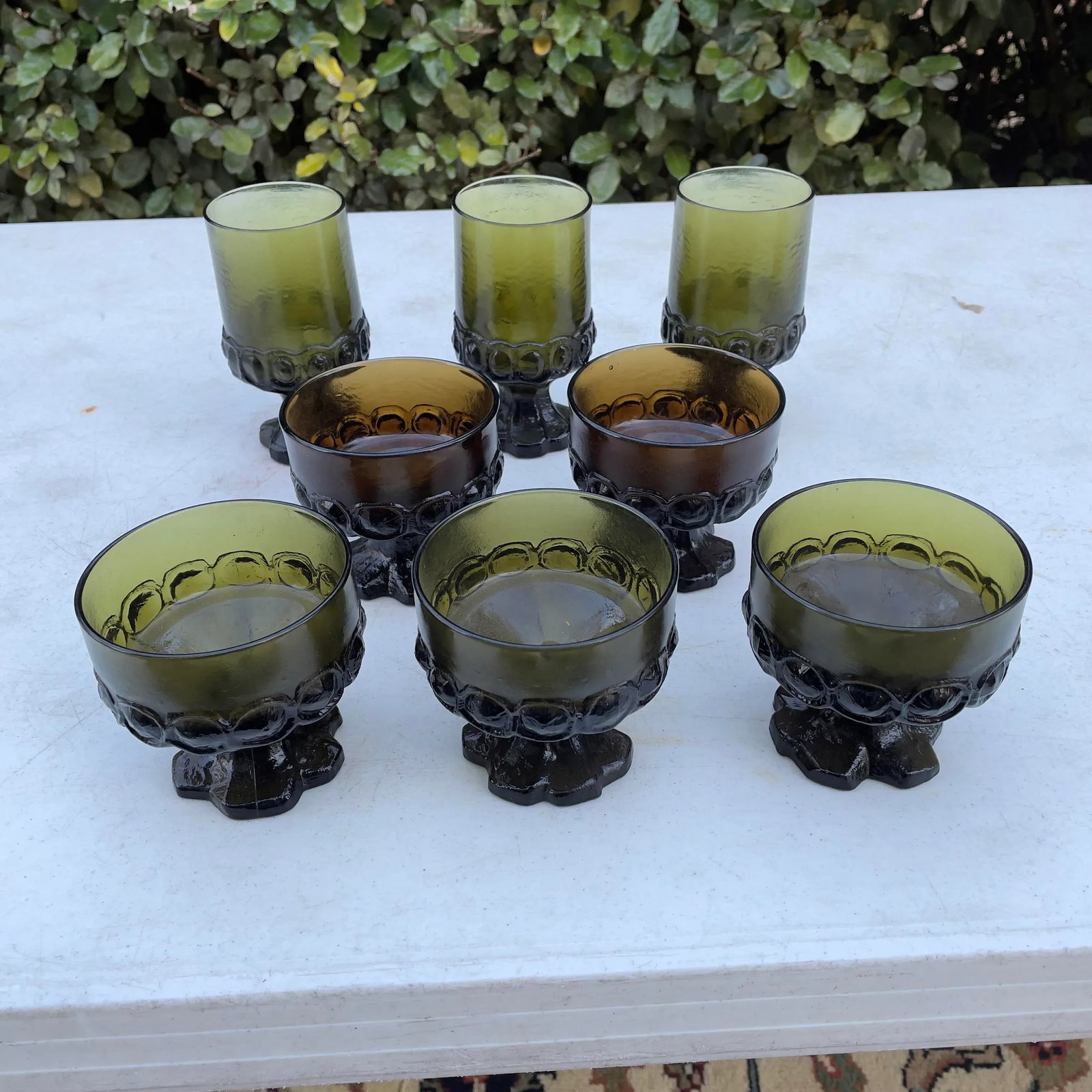 Mid-Century Green and Amber Franciscan Glassware- Set of 8 - 11
