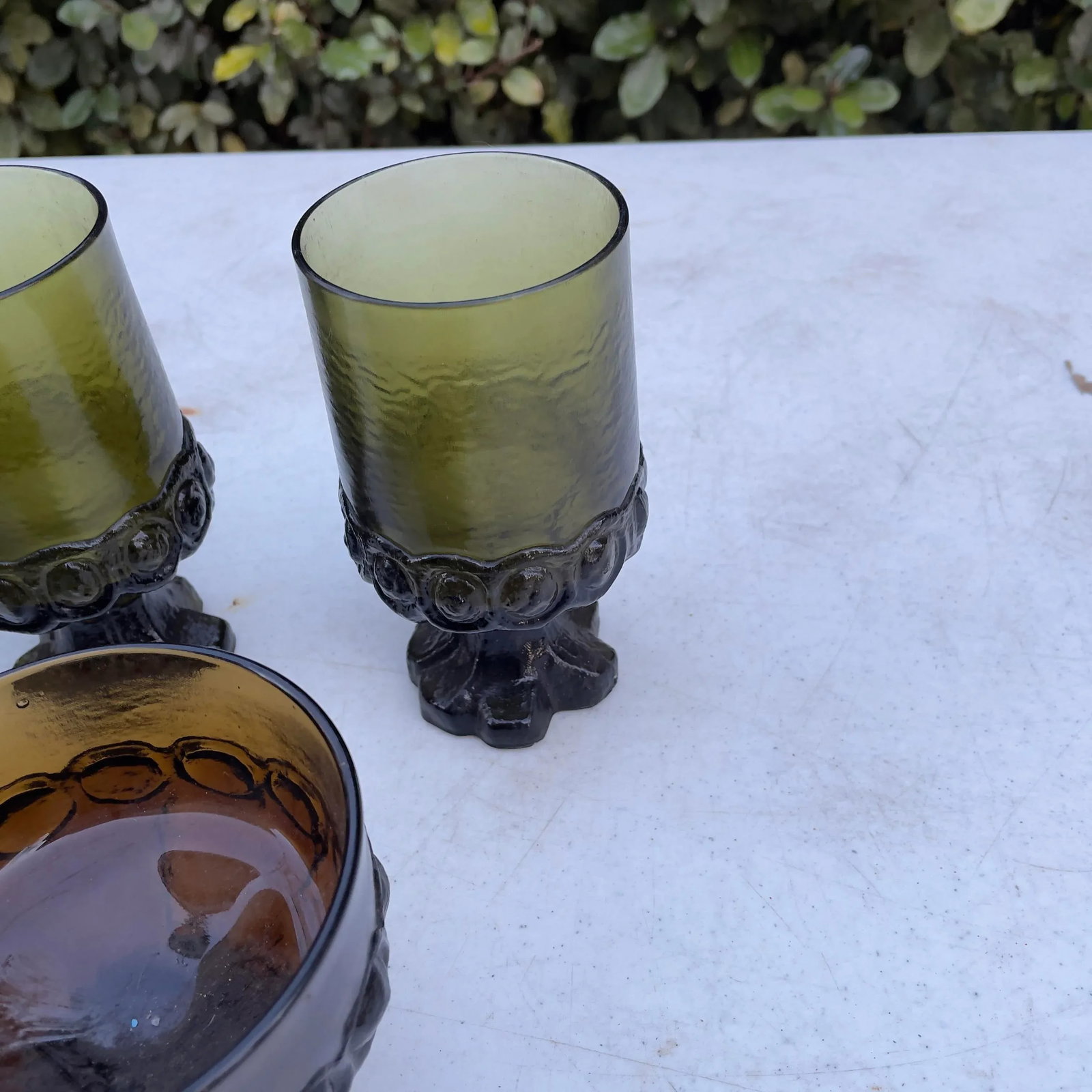 Mid-Century Green and Amber Franciscan Glassware- Set of 8 - 4