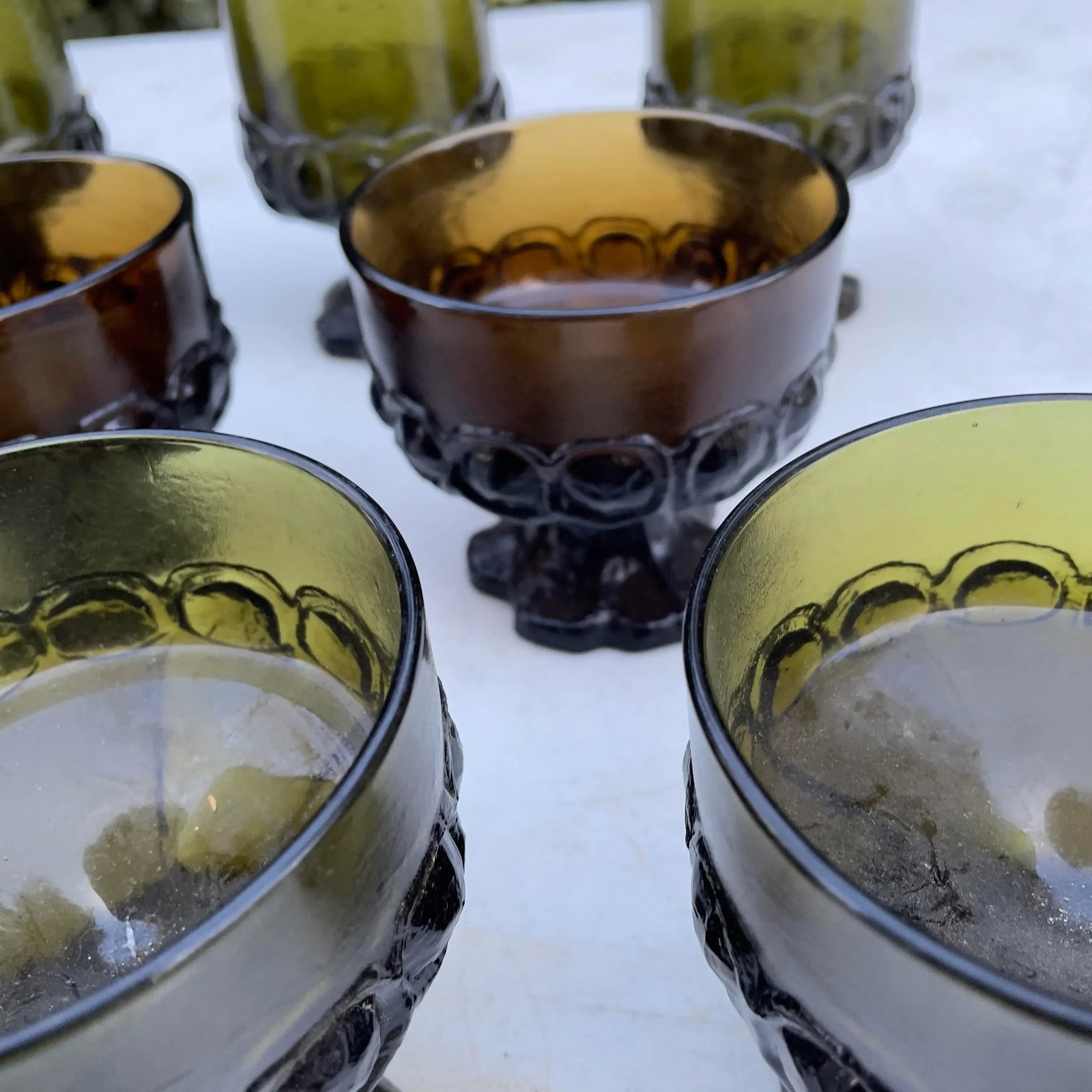 Mid-Century Green and Amber Franciscan Glassware- Set of 8 - 5