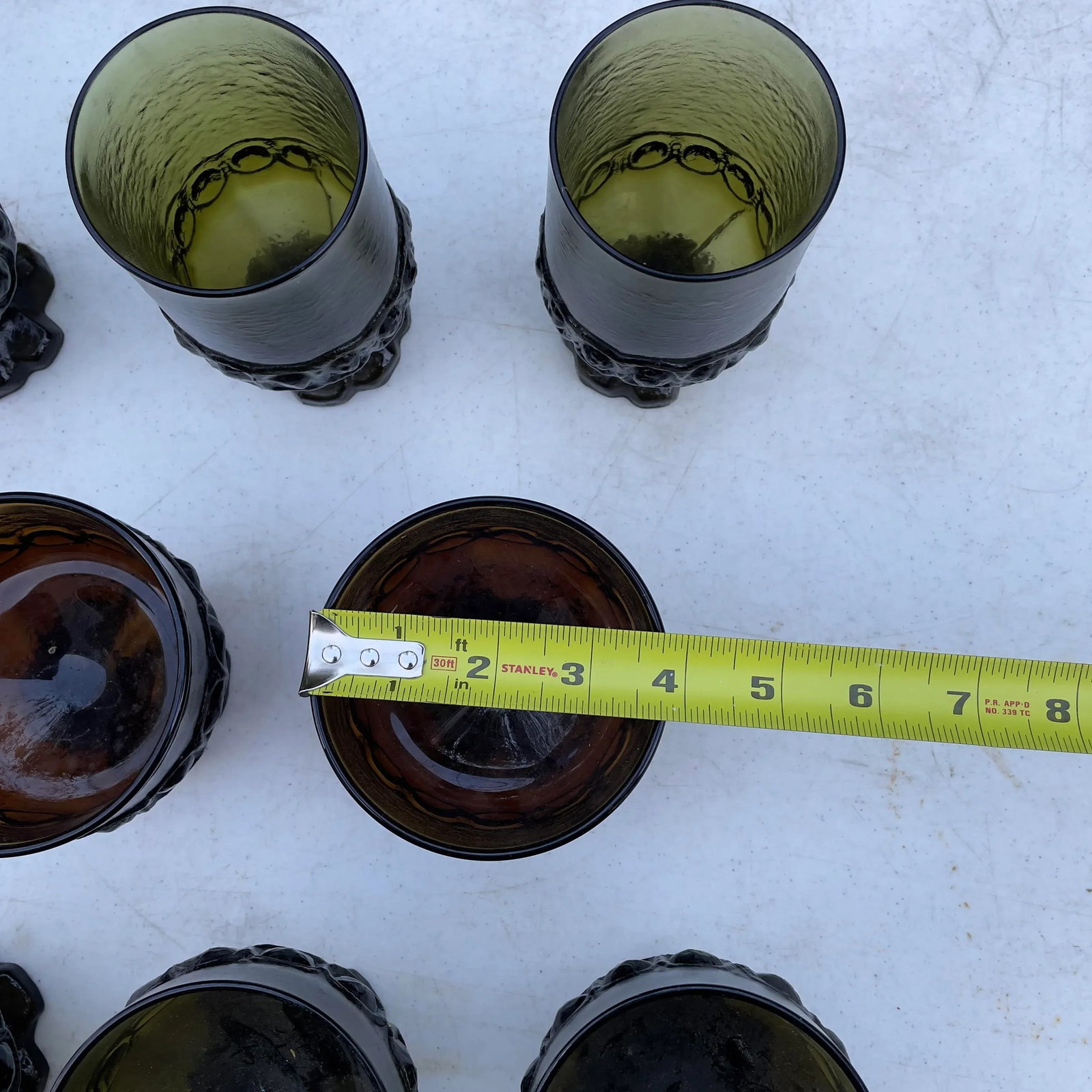 Mid-Century Green and Amber Franciscan Glassware- Set of 8 - 6
