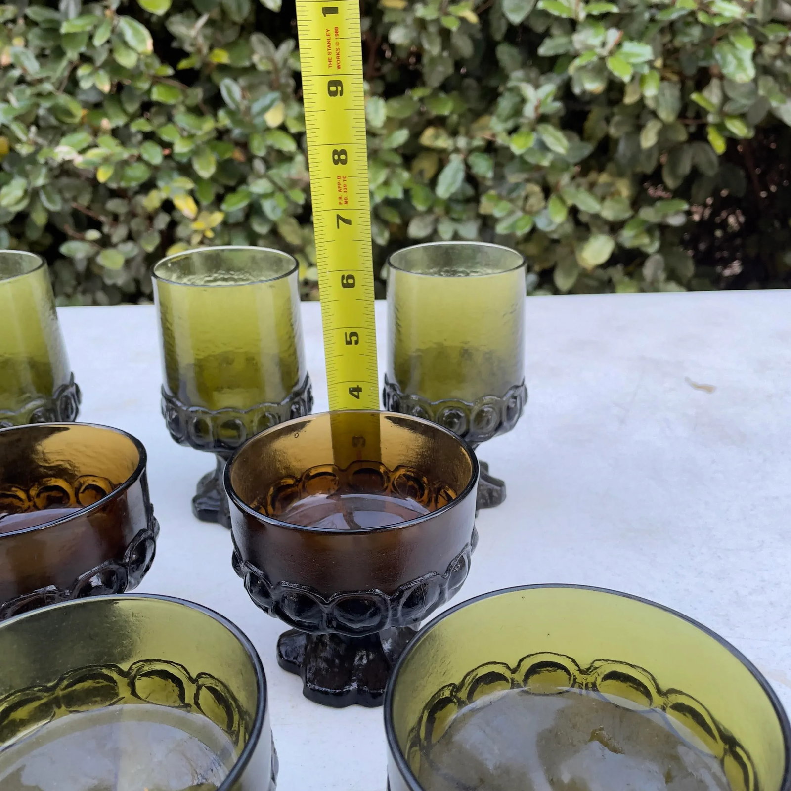 Mid-Century Green and Amber Franciscan Glassware- Set of 8 - 7