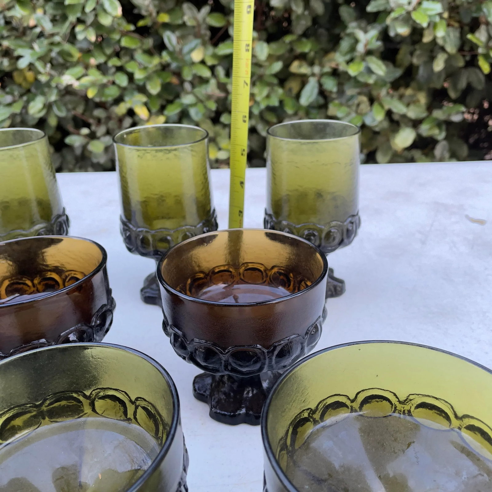 Mid-Century Green and Amber Franciscan Glassware- Set of 8 - 8
