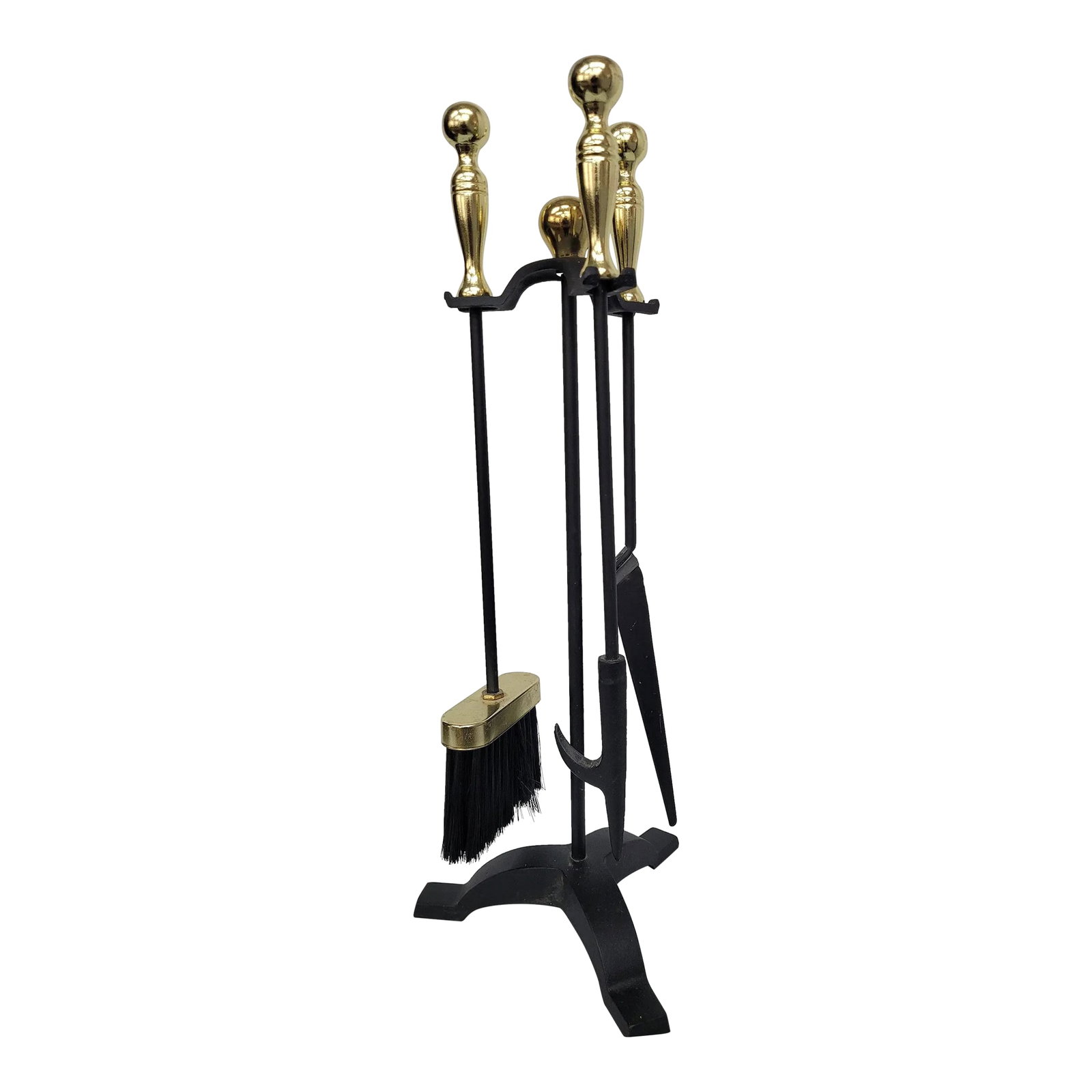 Vintage Brass & Cast Iron Fireplace Mantel Tools: Vintage Small fireplace mantel tools shovel poker broom cast iron black Overall 21"Tall Shovel 5"W x 1d shovel part 17"L 18 Poker 18 brush Minor wear and scratches almost full size tool but short