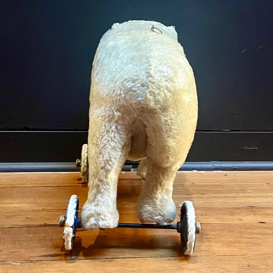 1940s/1950s Steiff Mohair Elephant on Wheels Pull Toy - 5