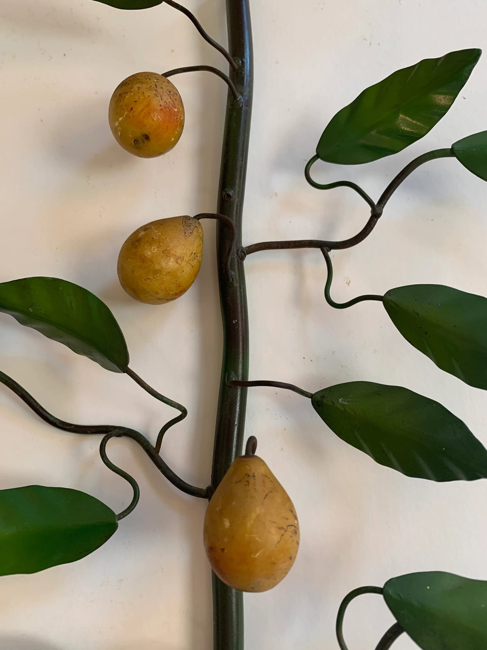 Vintage Green Stem With Yellow Pears Candle Holder Sconce - 2