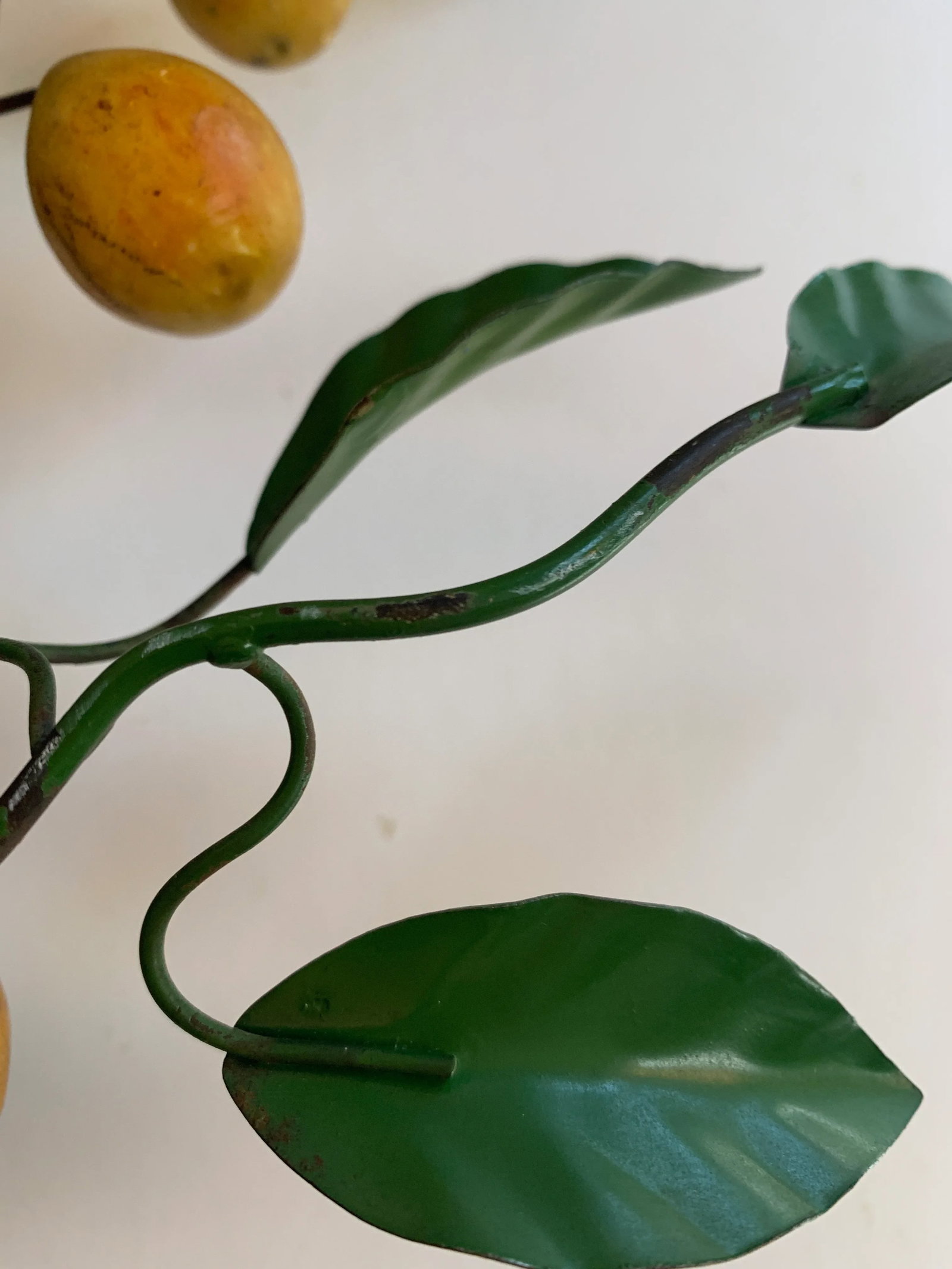 Vintage Green Stem With Yellow Pears Candle Holder Sconce - 3