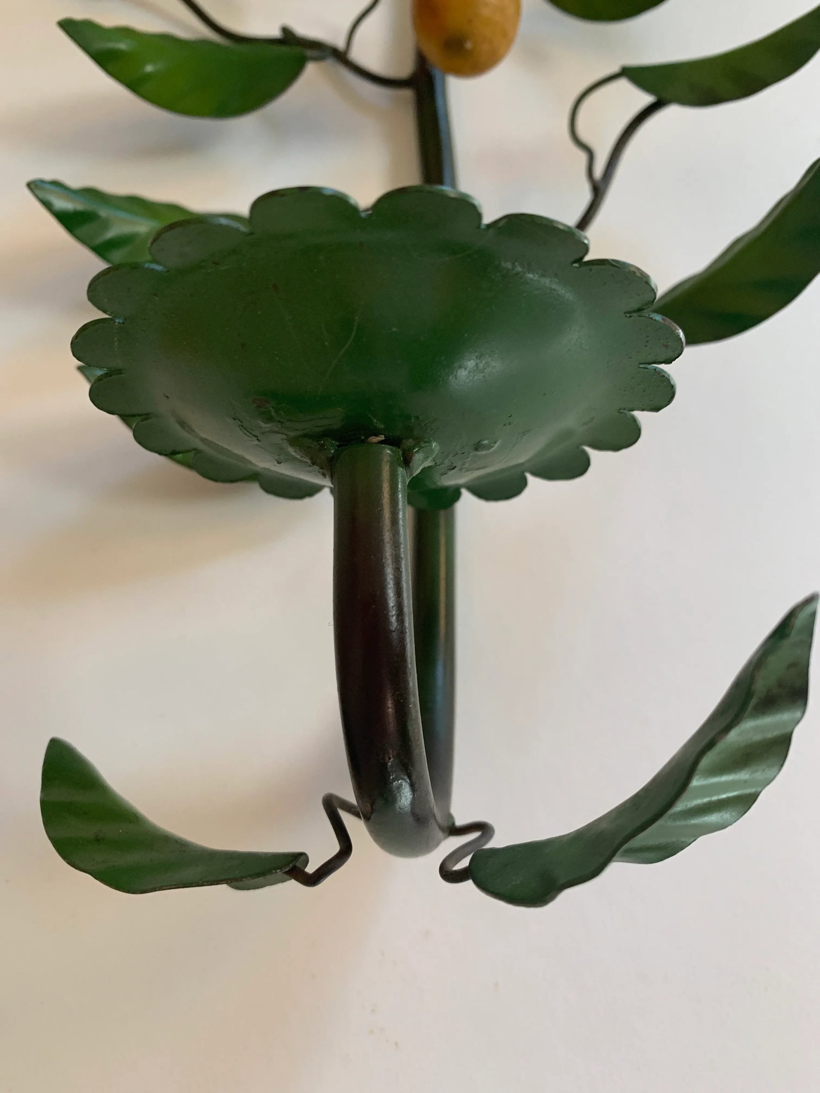 Vintage Green Stem With Yellow Pears Candle Holder Sconce - 6