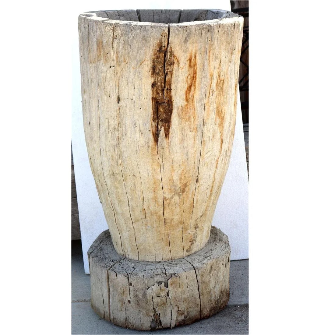 19th Century Large Mexican Huastec Primitive Hand Hewn Log Mortar - 3