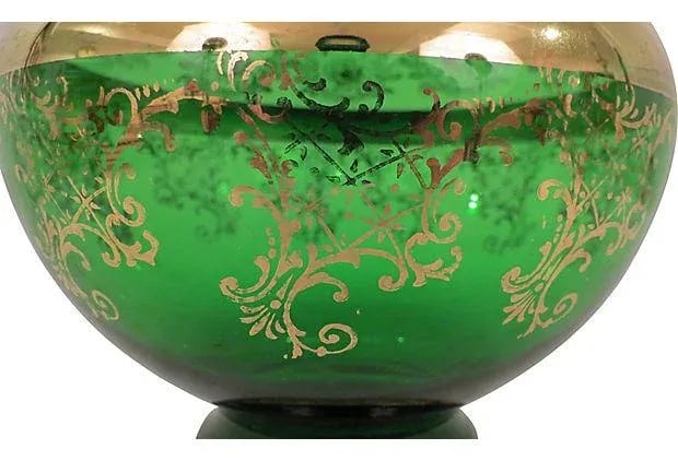 Vintage 22k Filigree Hollywood Regency Kelly Green Vase - 2