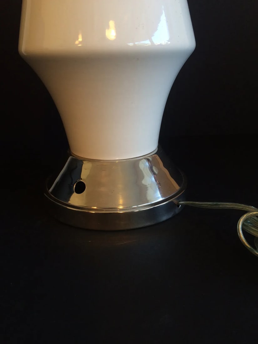 Nickel Plate Base Porcelain Angular Top Table Lamp - 2