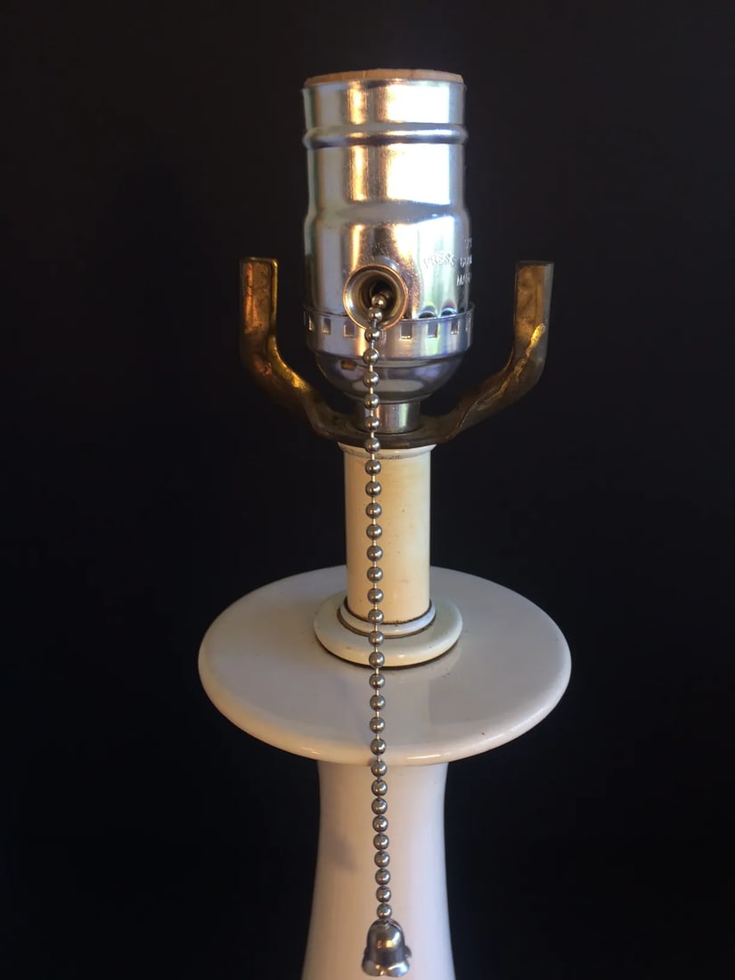 Nickel Plate Base Porcelain Angular Top Table Lamp - 3