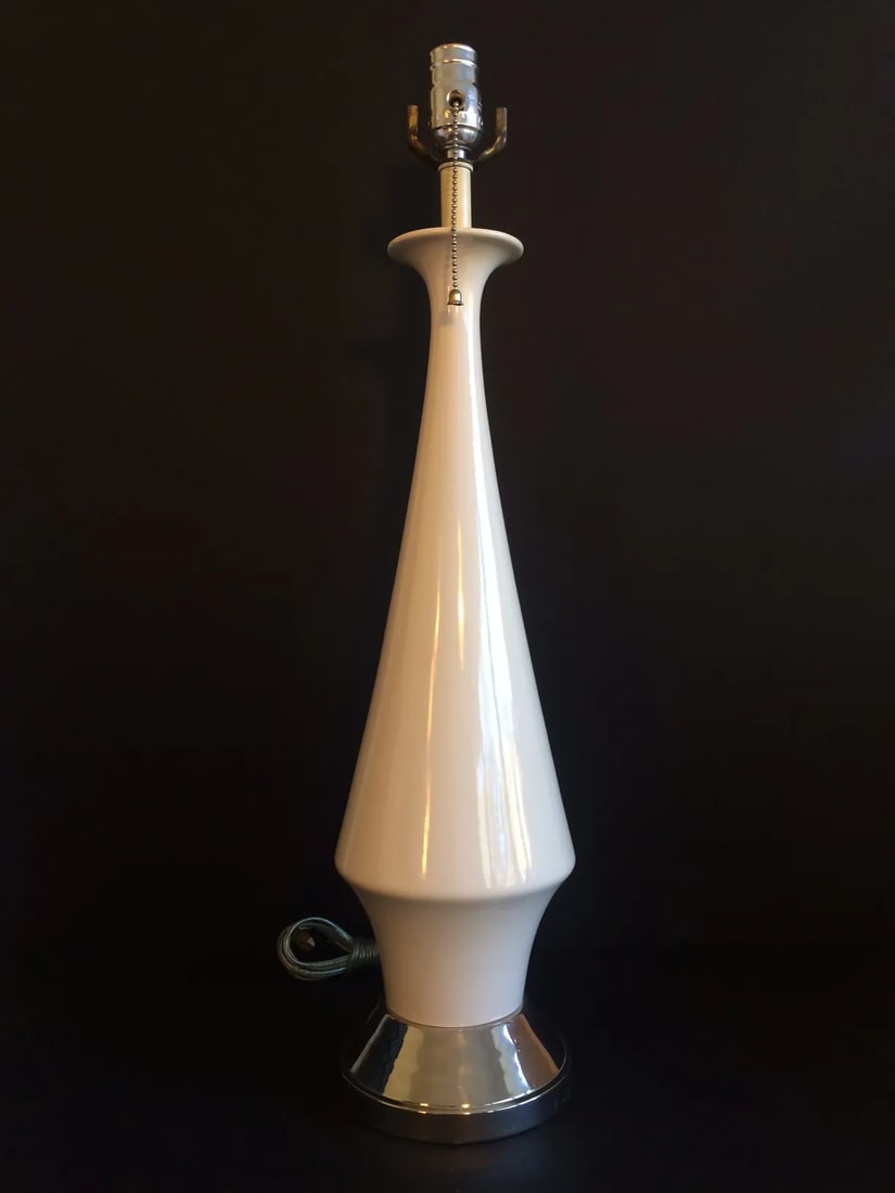 Nickel Plate Base Porcelain Angular Top Table Lamp - 4