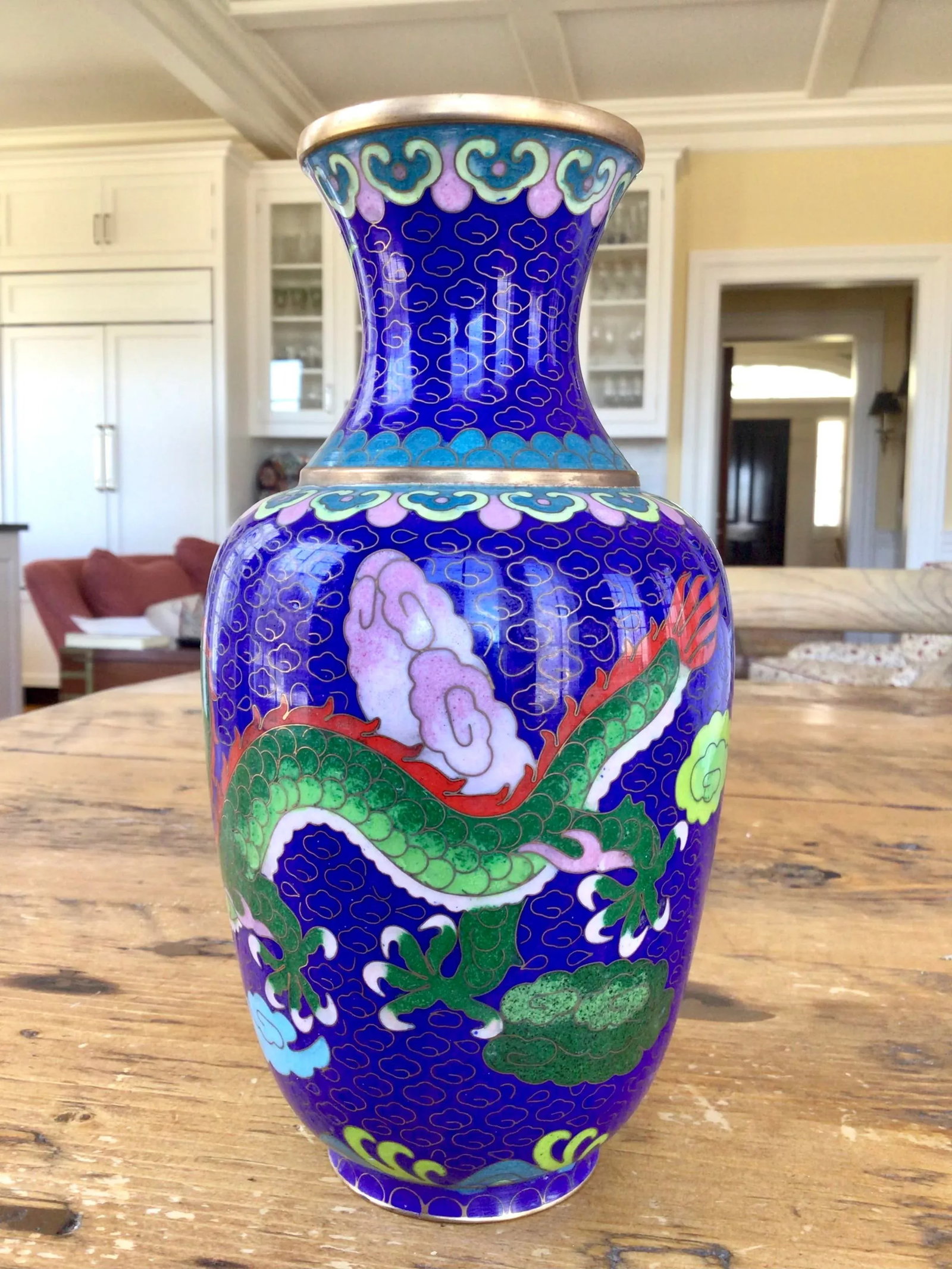 1960s Vintage Cloisonne Dragon Vase - 2