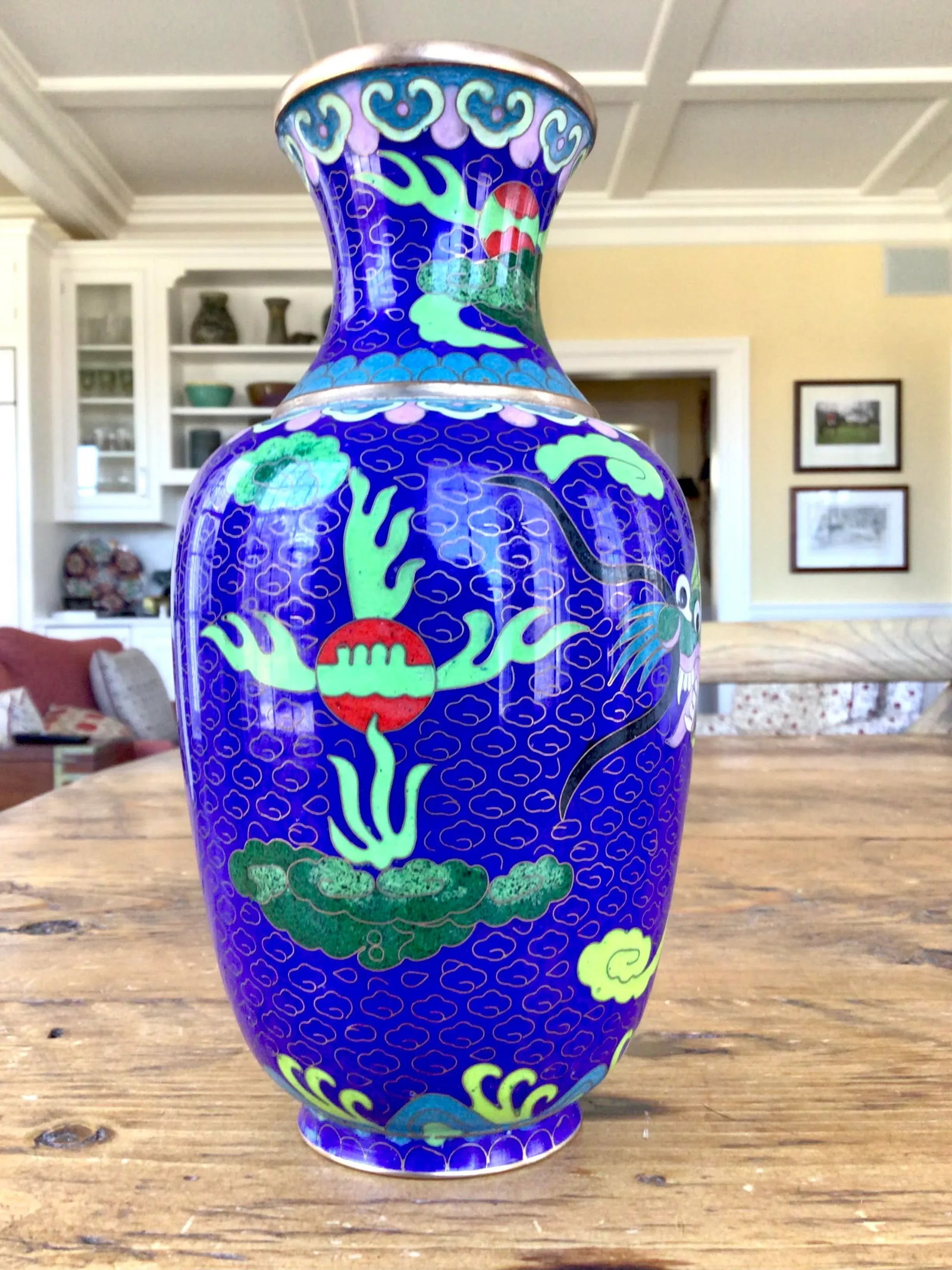 1960s Vintage Cloisonne Dragon Vase - 3