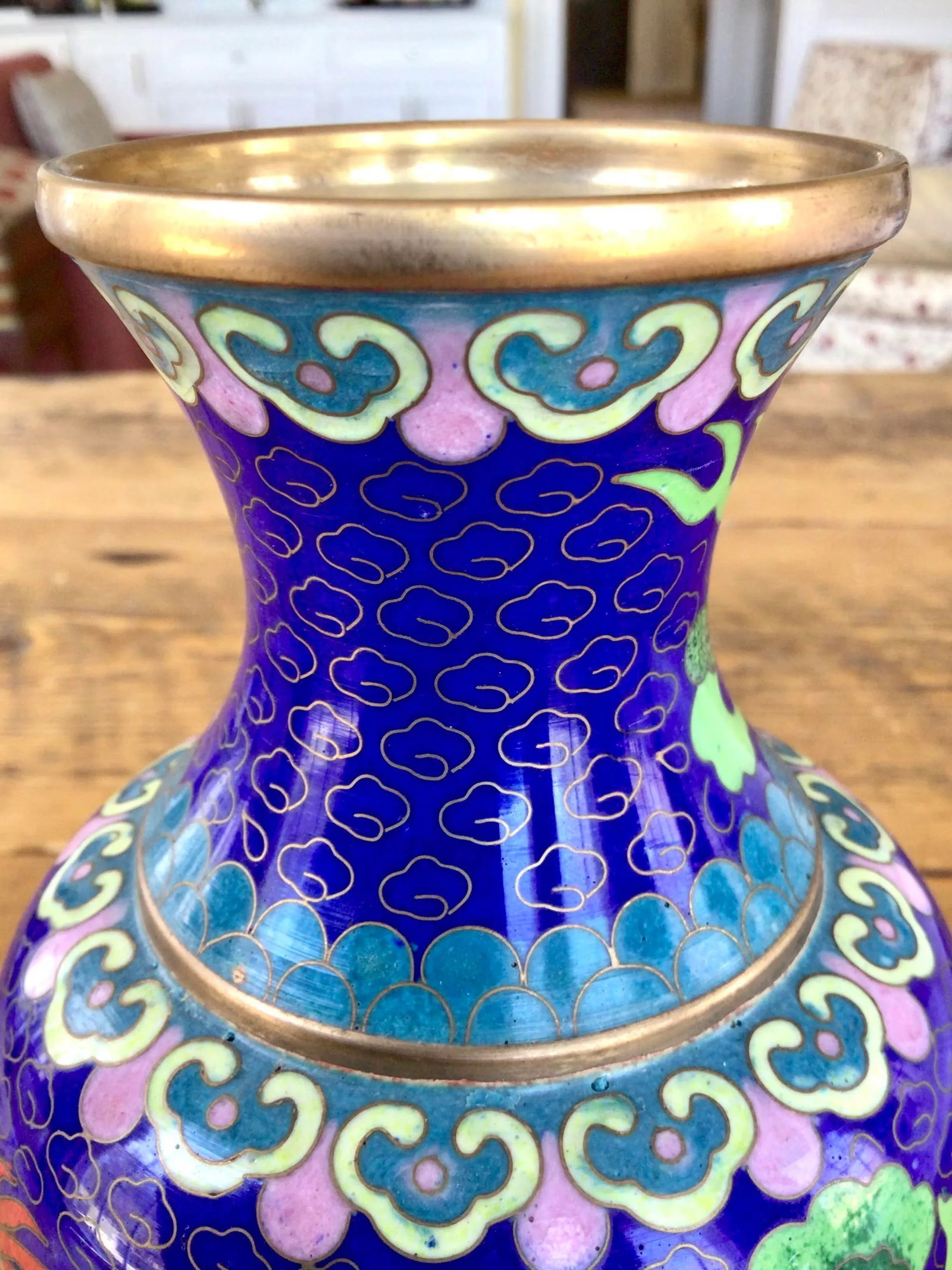 1960s Vintage Cloisonne Dragon Vase - 4