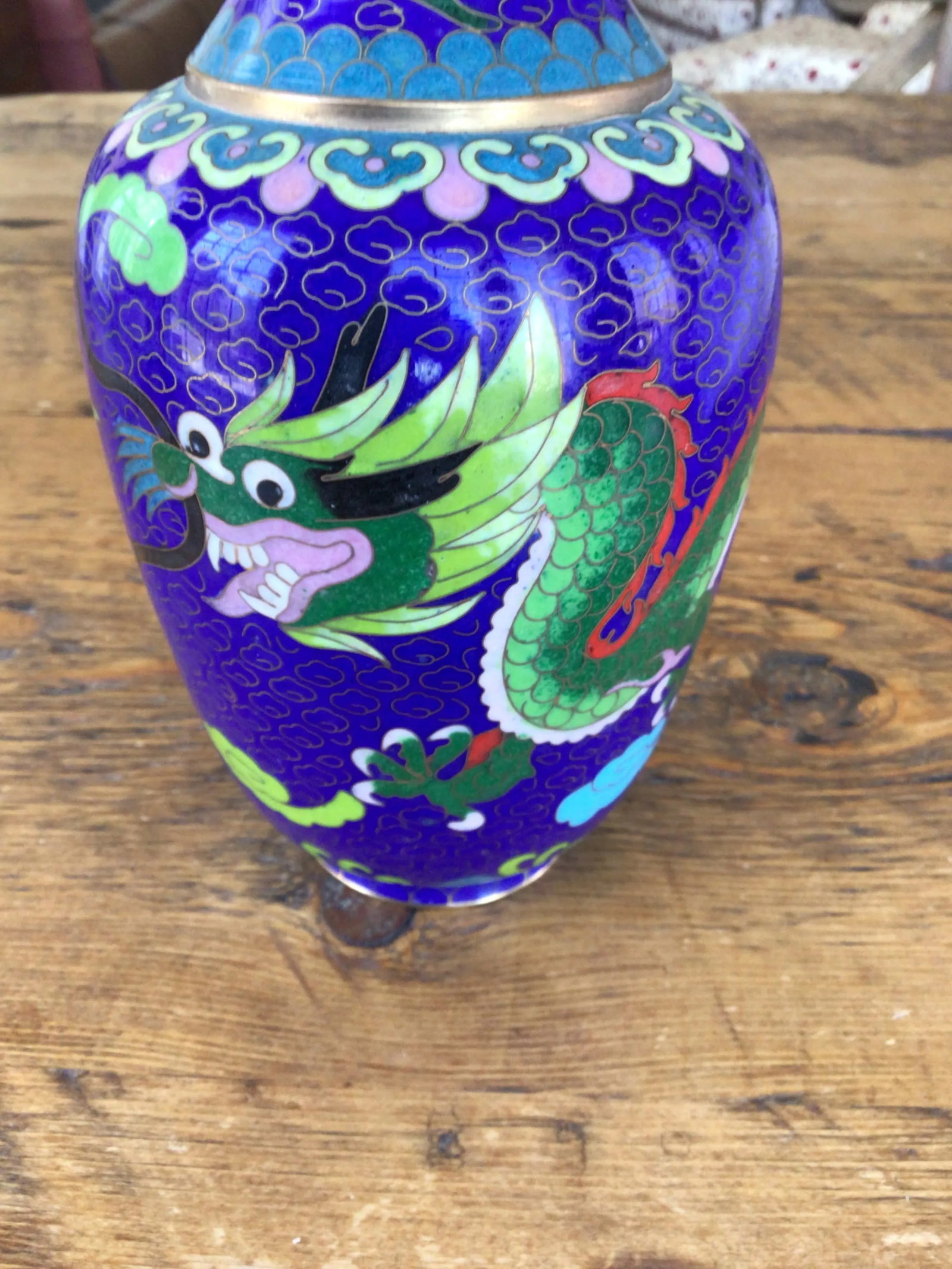 1960s Vintage Cloisonne Dragon Vase - 5