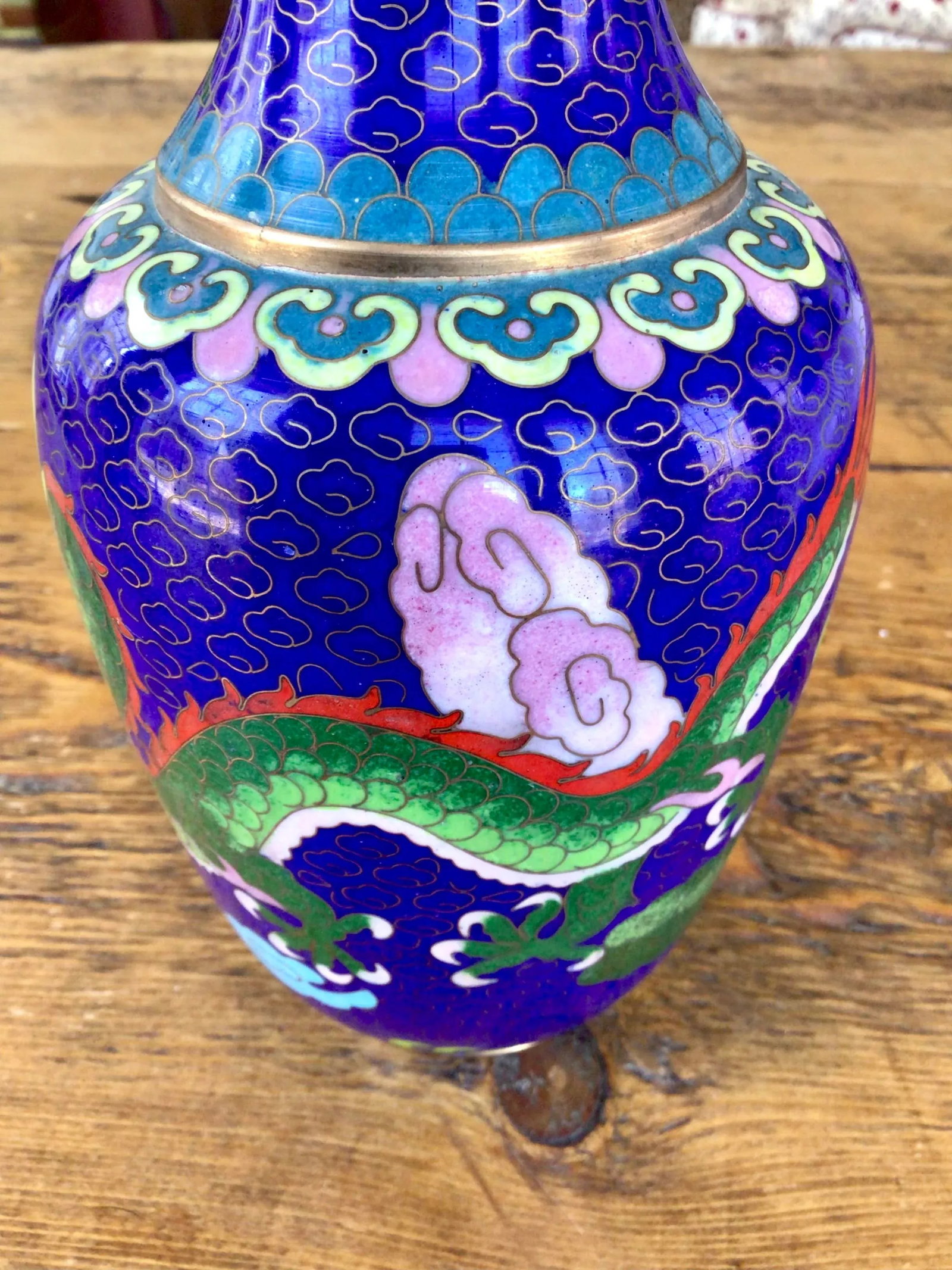 1960s Vintage Cloisonne Dragon Vase - 6