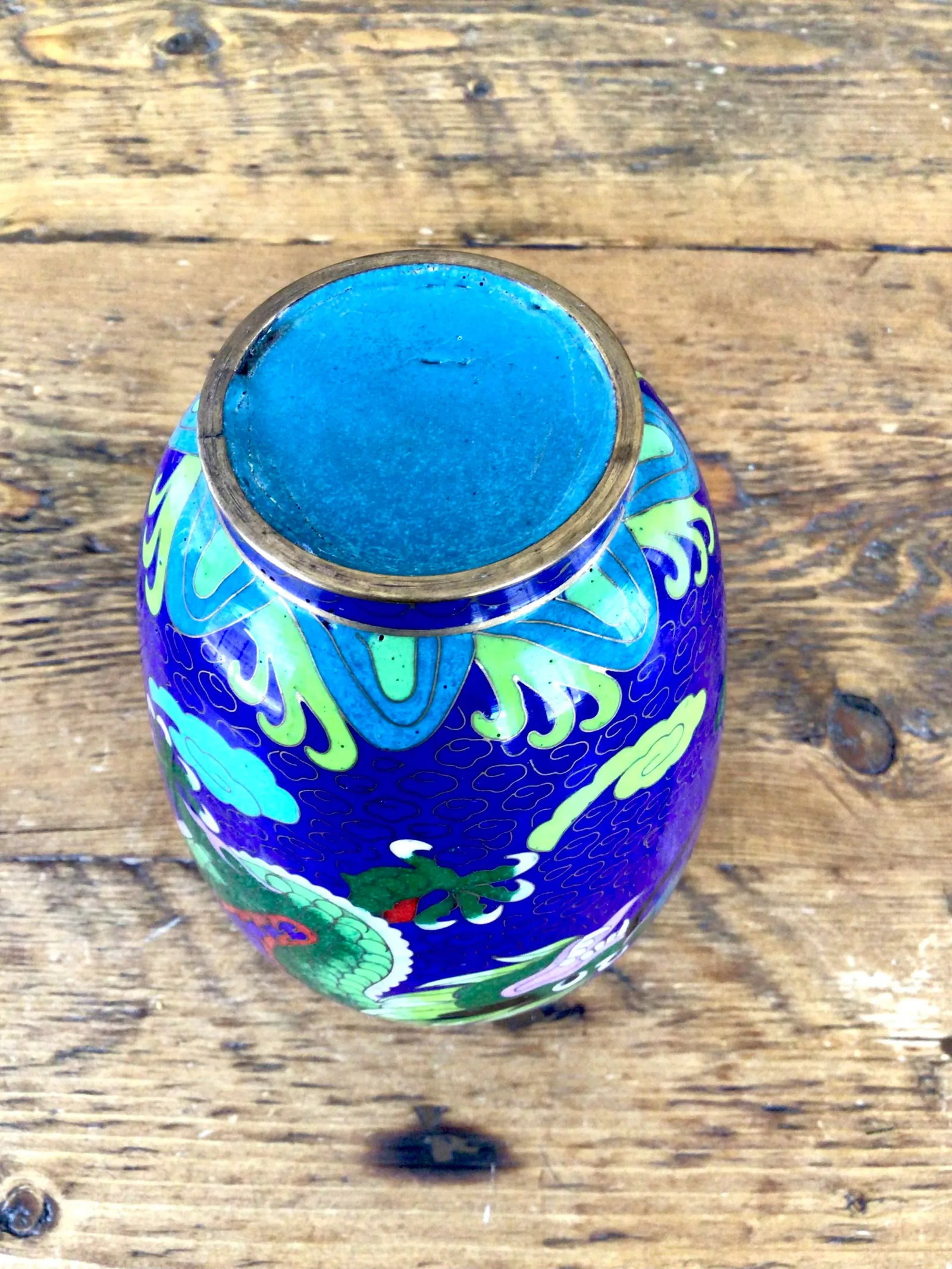 1960s Vintage Cloisonne Dragon Vase - 7