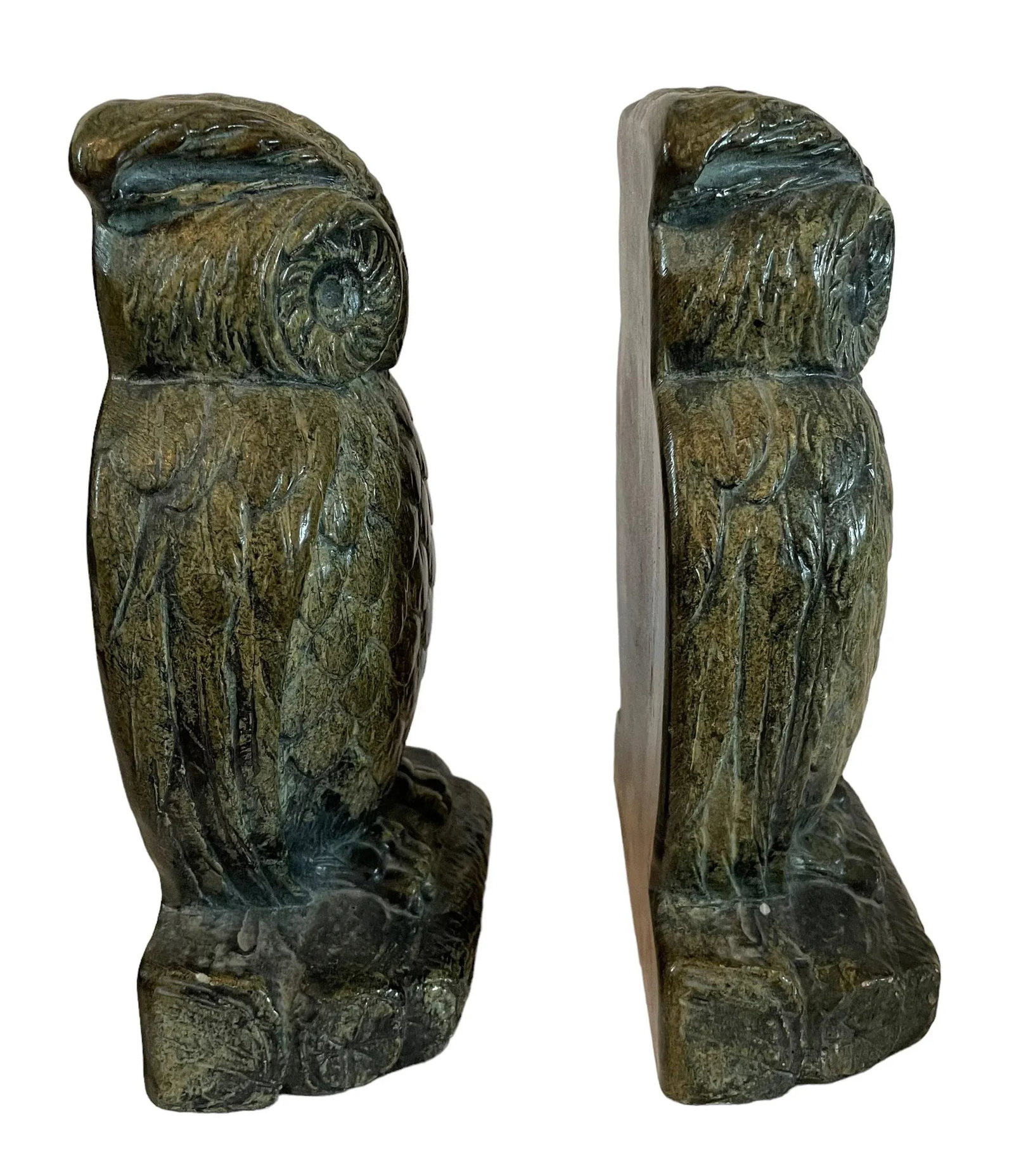 Vintage Ceramic Bronze-Colored Owl, Bookends - 3
