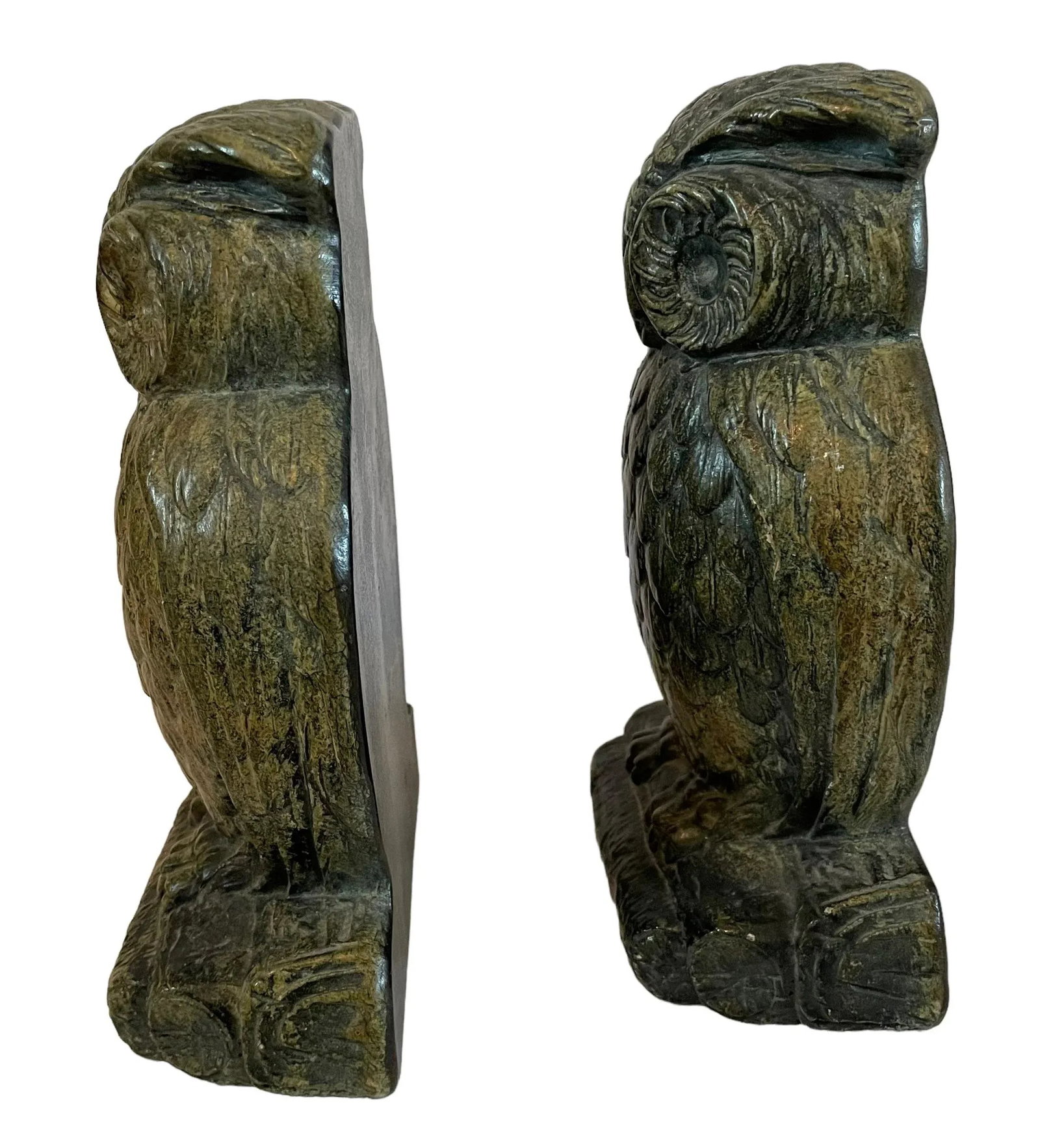 Vintage Ceramic Bronze-Colored Owl, Bookends - 4