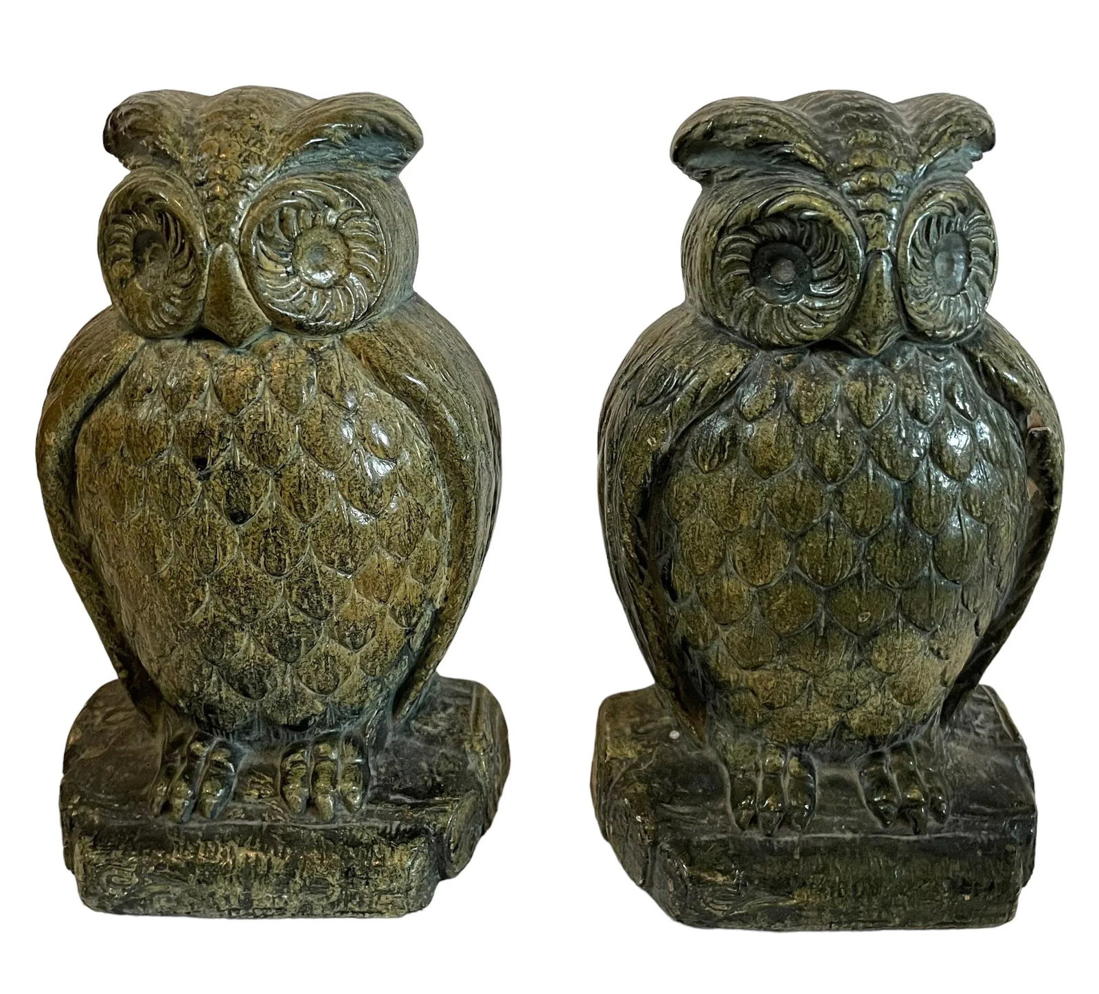 Vintage Ceramic Bronze-Colored Owl, Bookends - 8