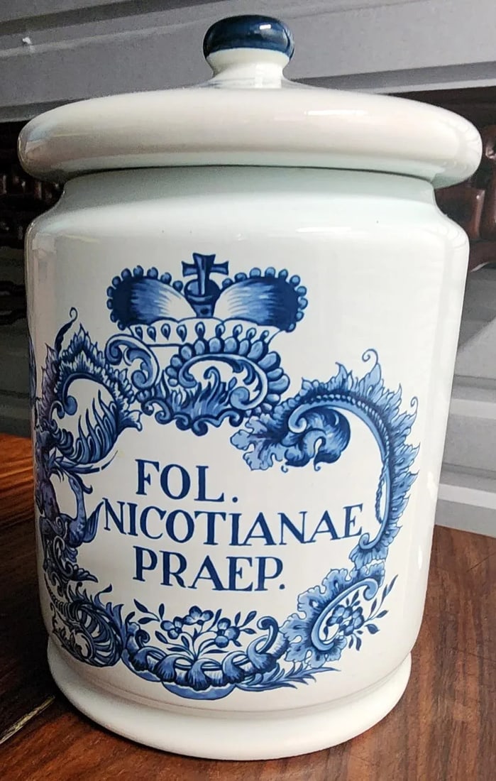 Holland Delft Fine Ceramic Lidded Apothecary Jar - 5