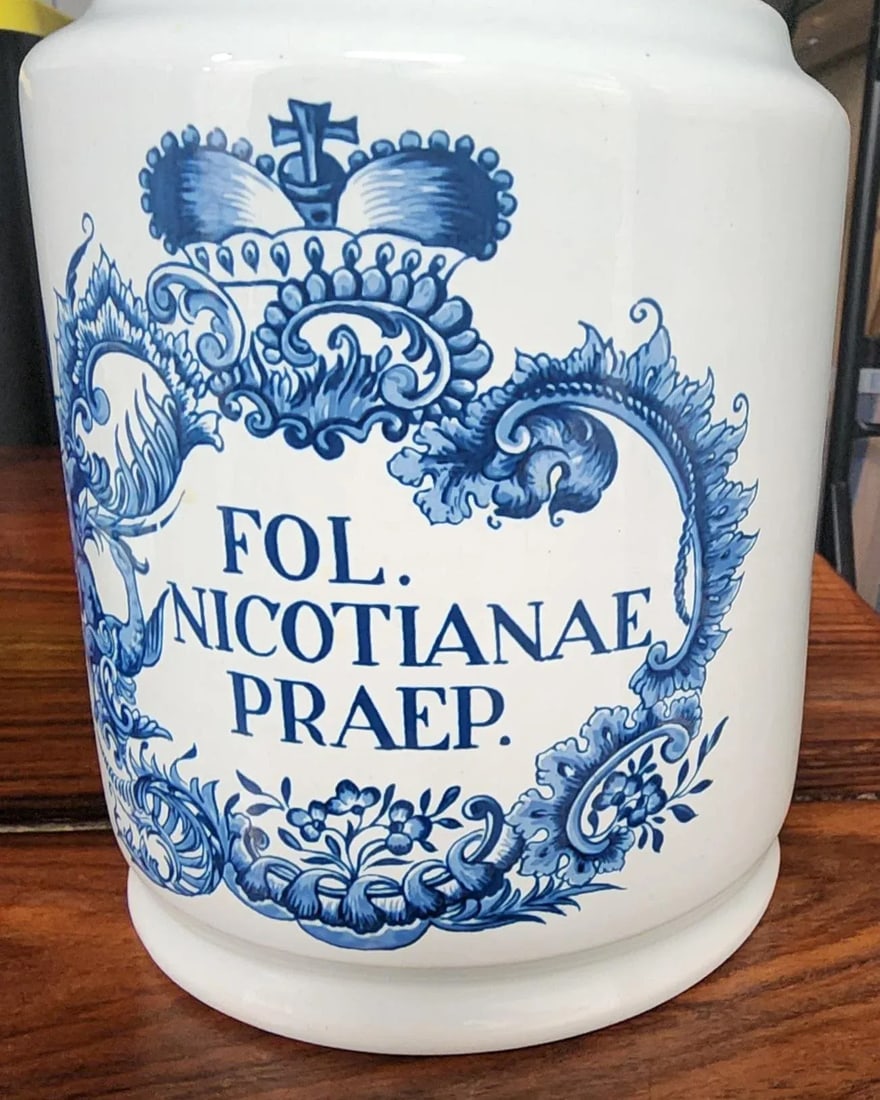 Holland Delft Fine Ceramic Lidded Apothecary Jar - 8
